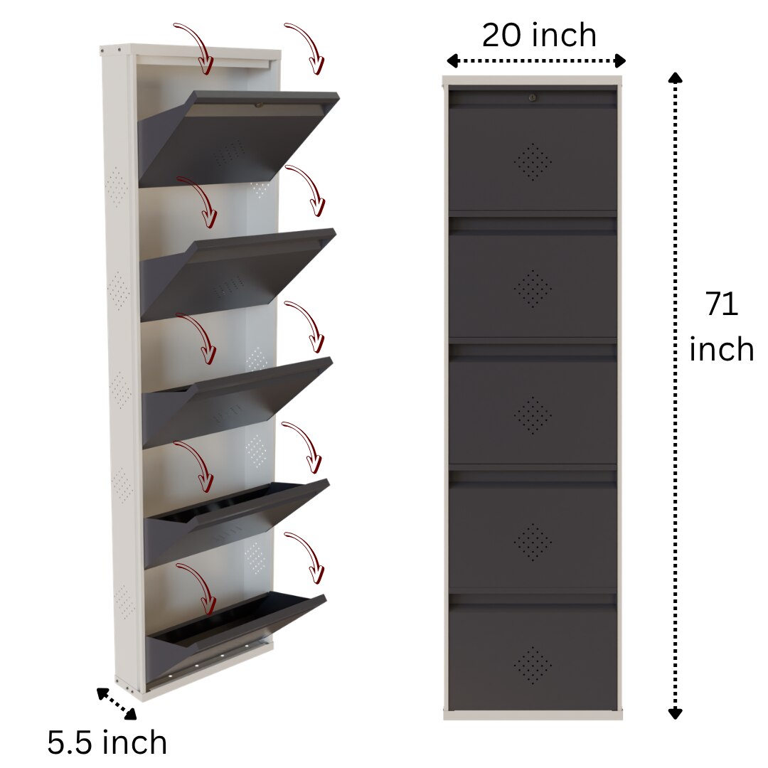 5 Tier Metal Shoe Rack (Grey) image 5