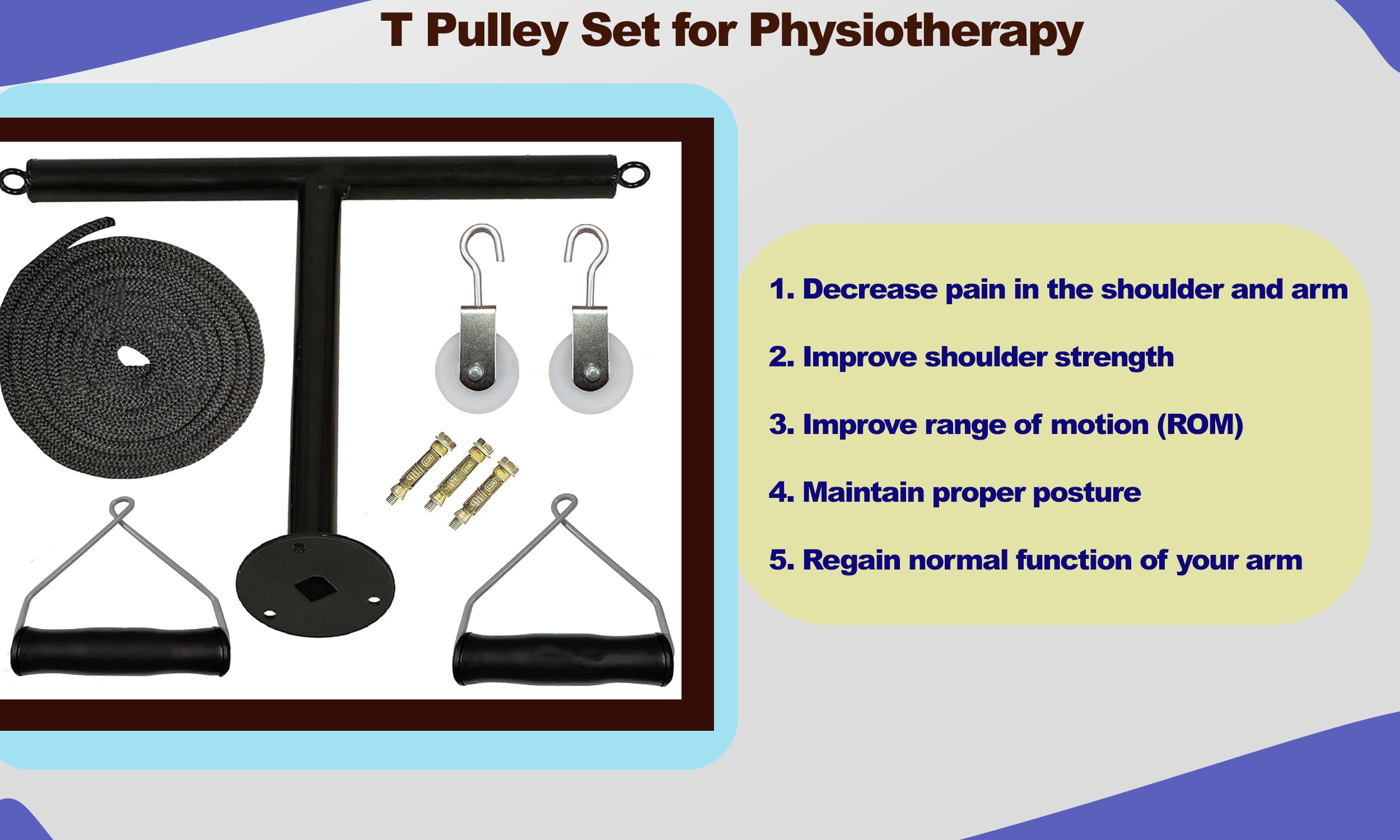 T- Pulley set for shoulder physiotherapy equipment for shoulder exercise Black color image 2
