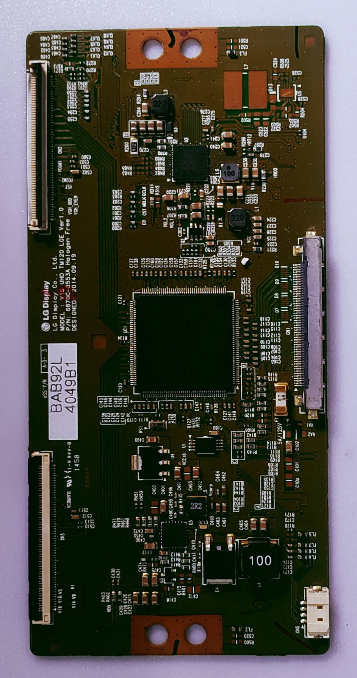 BAB92L 4049B1 LED TV 4K TCON NO. V15 UHD TM120  P/N 6870C-0553A  image 2