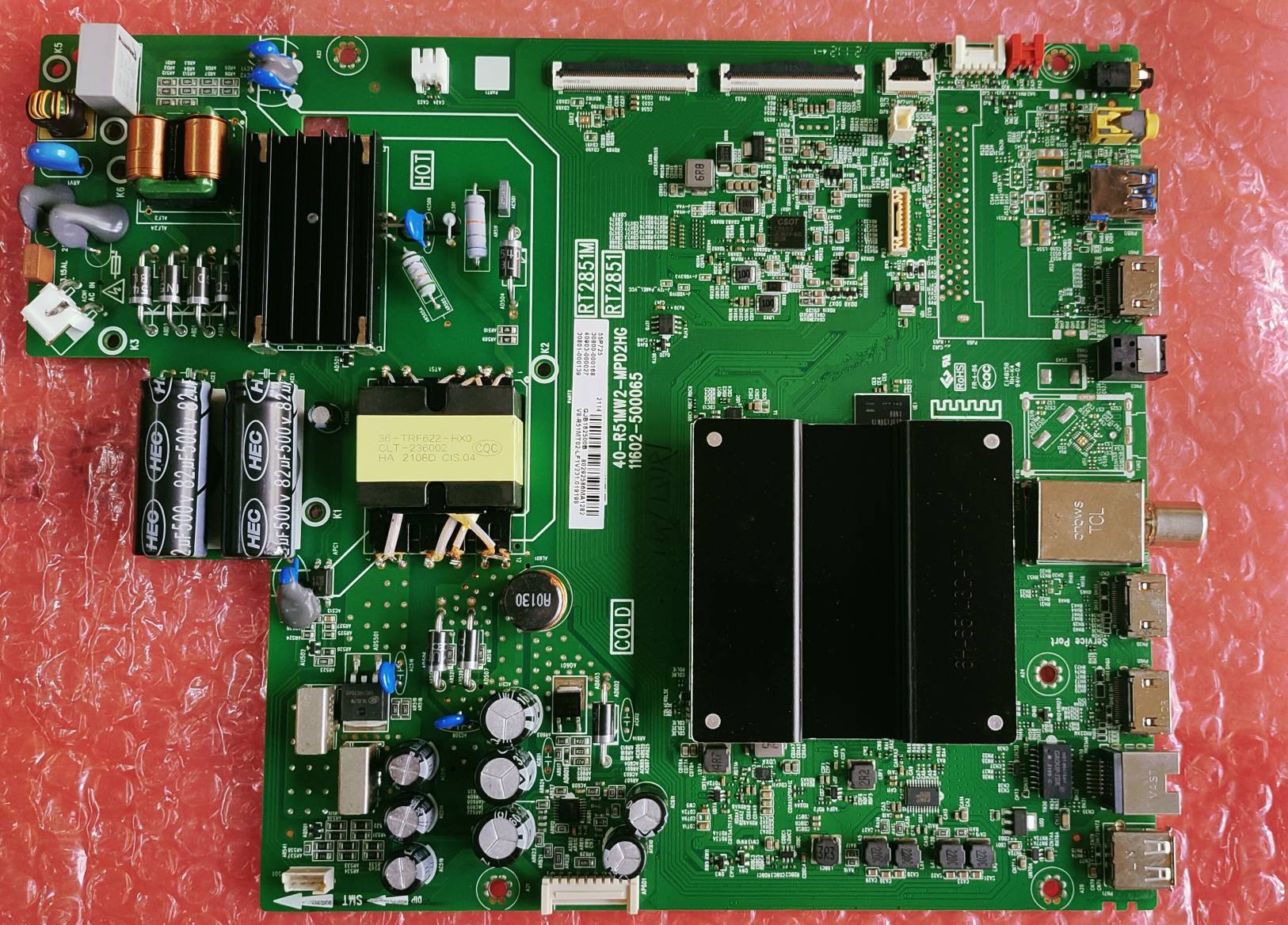 TCL/IFFLCON 4K MAIN BOARD 55P725, RT 2851M, RT 2851, ANDROID MAIN BOARD, MOTHER BOARD, COMBO BOARD, #WB010 image 3