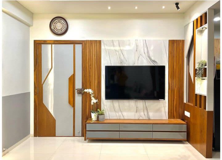 Contemporary TV Unit Wall Paneling in Chennai image 4