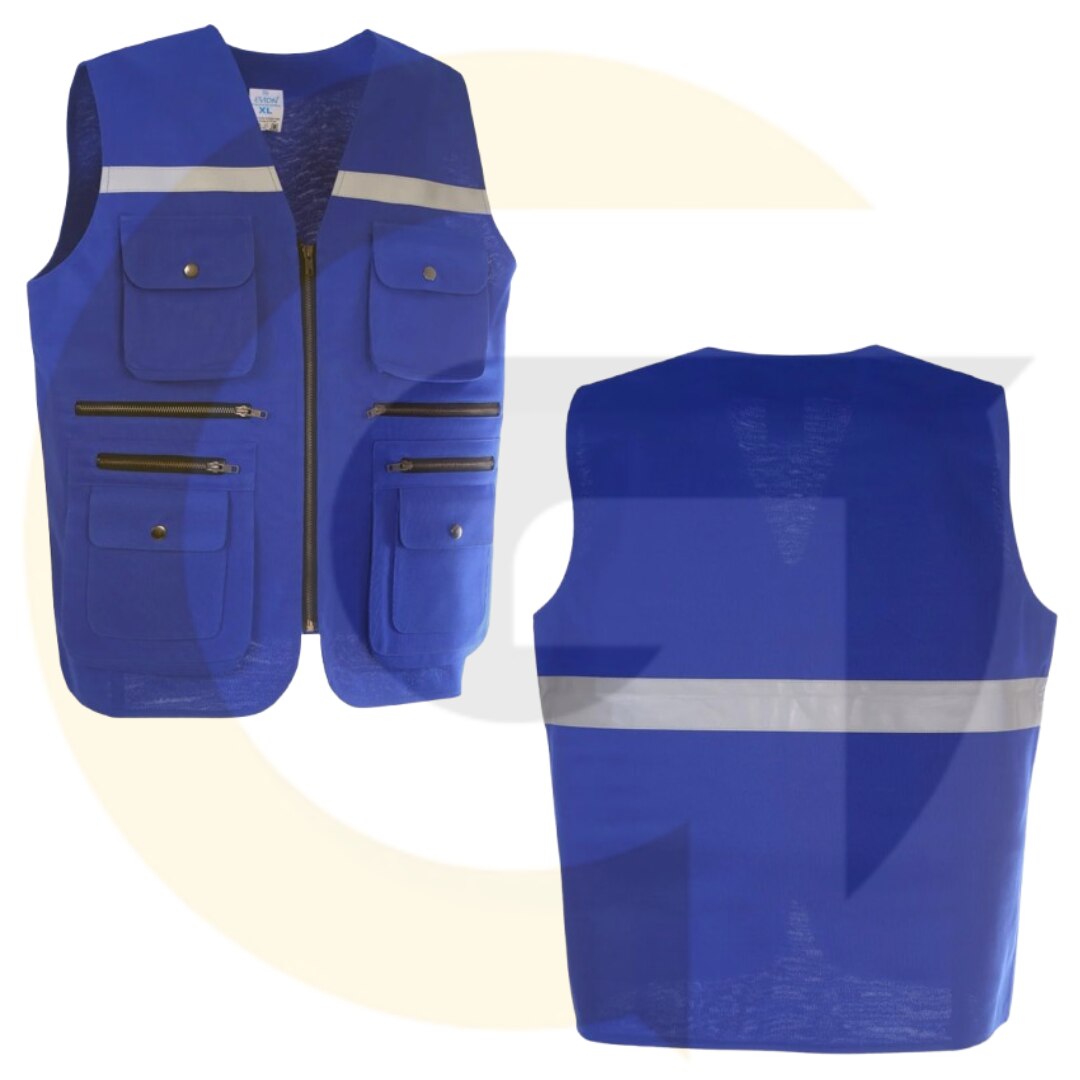 Blue Polyester Reflective Safety Vest | Goyal Industrial Hub Delhi image 3