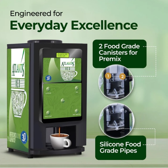 ATLANTIS NEO COIN OPERATED 2-Lane Tea and Coffee Vending Machine- Dedicated Hot Water image 3