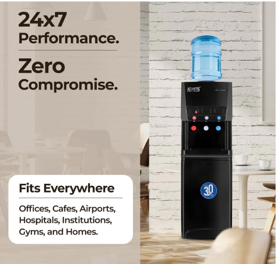 ATLANTIS BLAQUE | Smart Push Buttons | Hot, Normal & Cold Water | 3L/hour Cooling Capacity | 1 Year Warranty | Child Safety Lock | Top Loading image 3