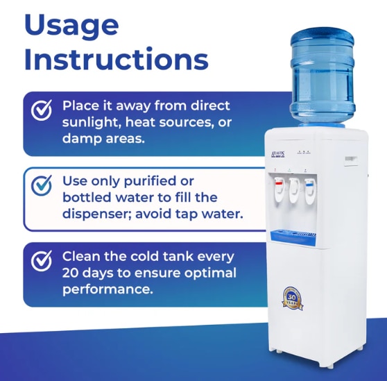 ATLANTIS SKY | Smart Glass Push-Pull Taps | Floor Standing Water Dispenser with Hot, Normal & Cold Water | 1 Year Warranty | 3L/hour Cooling Capacity image 2