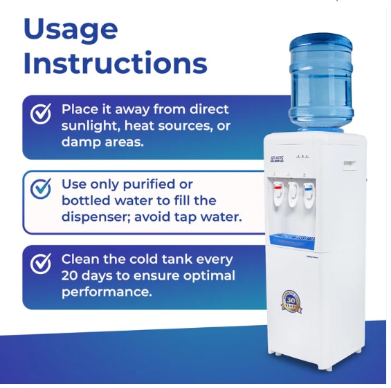 ATLANTIS SKY | Smart Glass Push-Pull Taps | 18L Cooling Cabinet | 1 Year Warranty | 3 Taps for Hot, Normal & Cold Water | 2.5L/Hour Cooling Capacity image 2