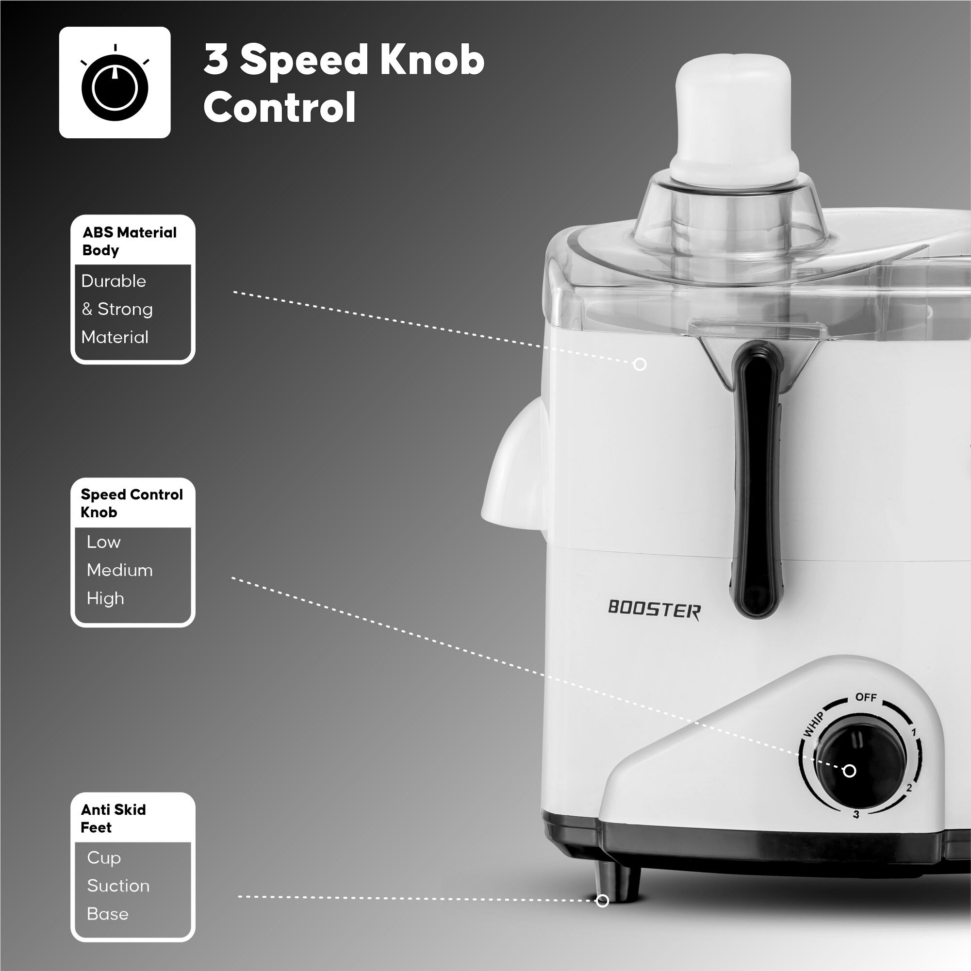BOOSTER Powerful 550 W Juicer Mixer Grinder 550 W Juicer Mixer Grinder  (Juicer_Mixer | 3 Jars | White, Grey) image 5