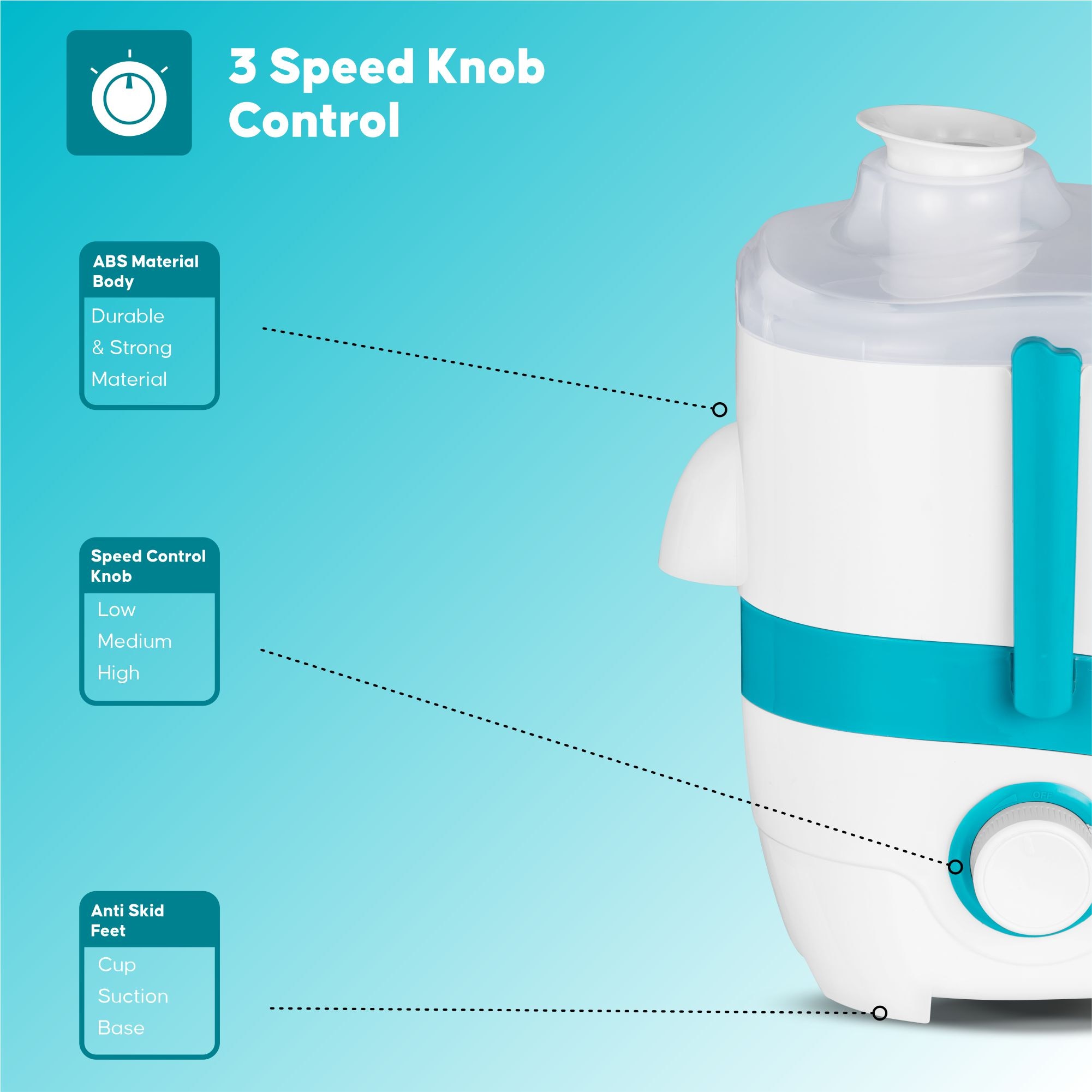 BOOSTER Powerful 550 W Juicer Mixer Grinder 550 W Juicer Mixer Grinder  (Juicer_Mixer | 3 Jars | White) image 2