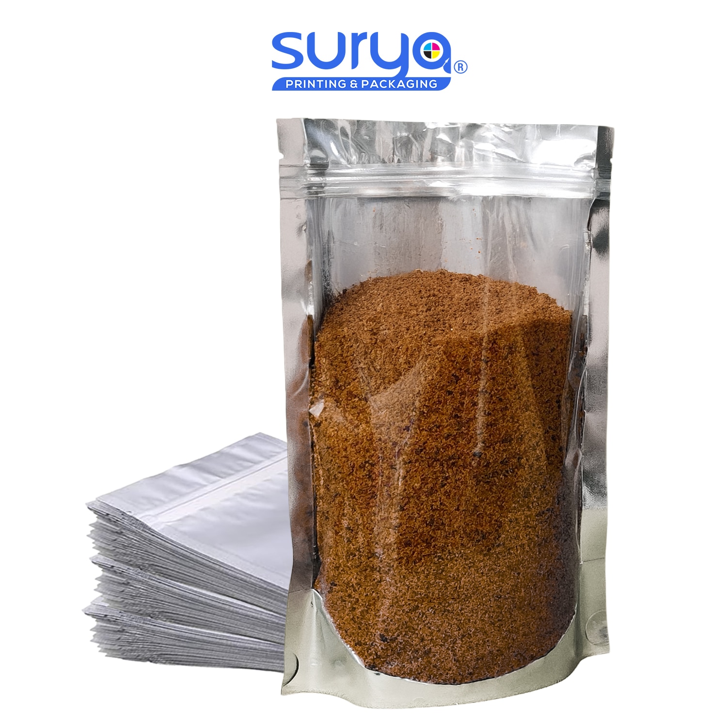 One side Transparent silver Ziplock Stand-Up Pouch image 3