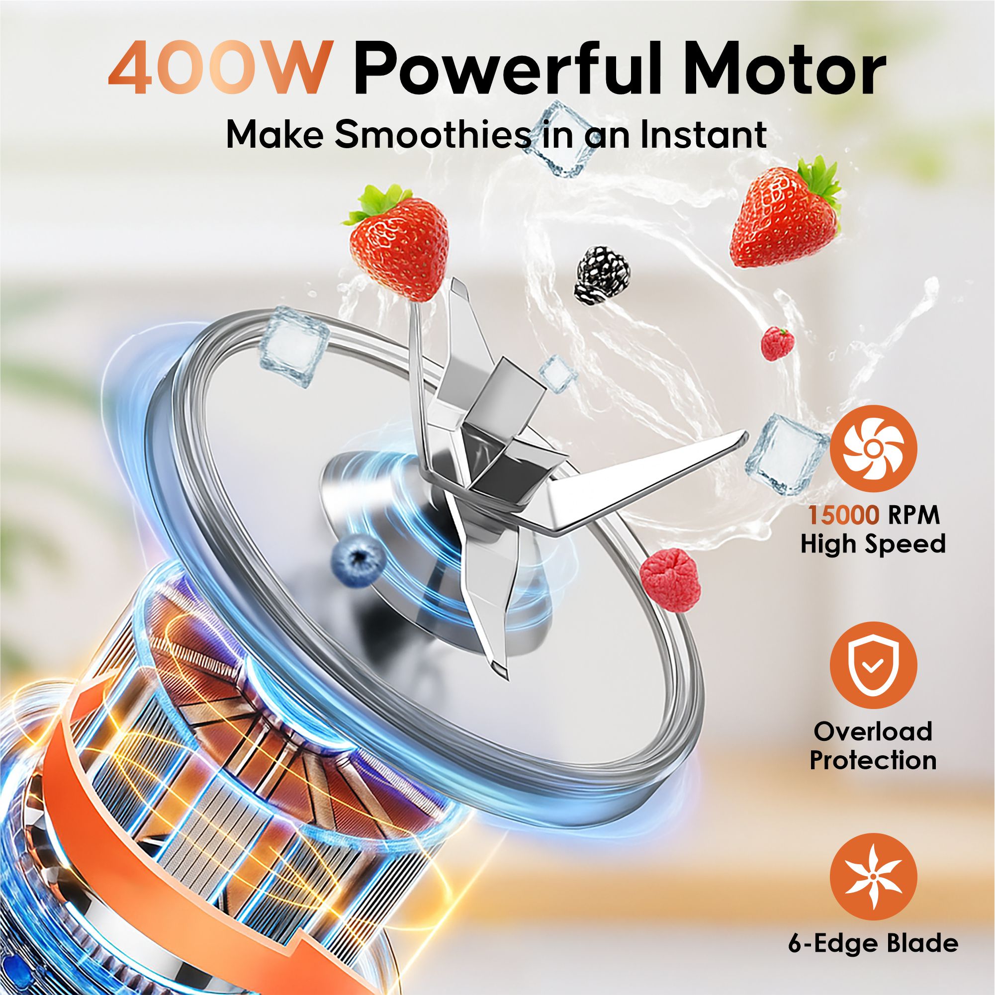 BOOSTER Powerful 400 W Juicer Mixer Grinder (Nutri_Pro | 2 Jars | Black, Orange) image 3