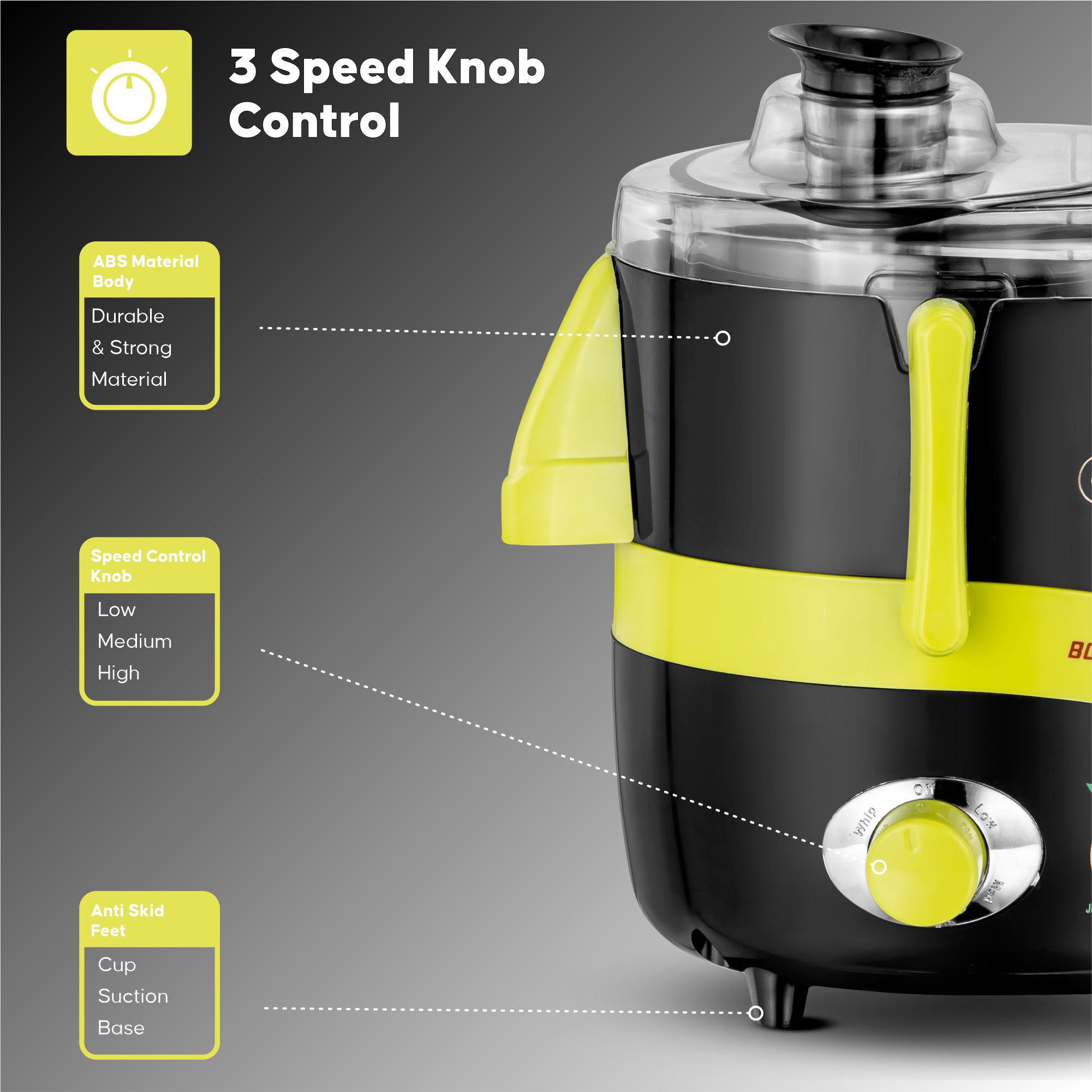 BOOSTER Powerful 550 W Juicer Mixer Grinder (Juicer_Mixer | 2 Jars | Black, Green) image 7