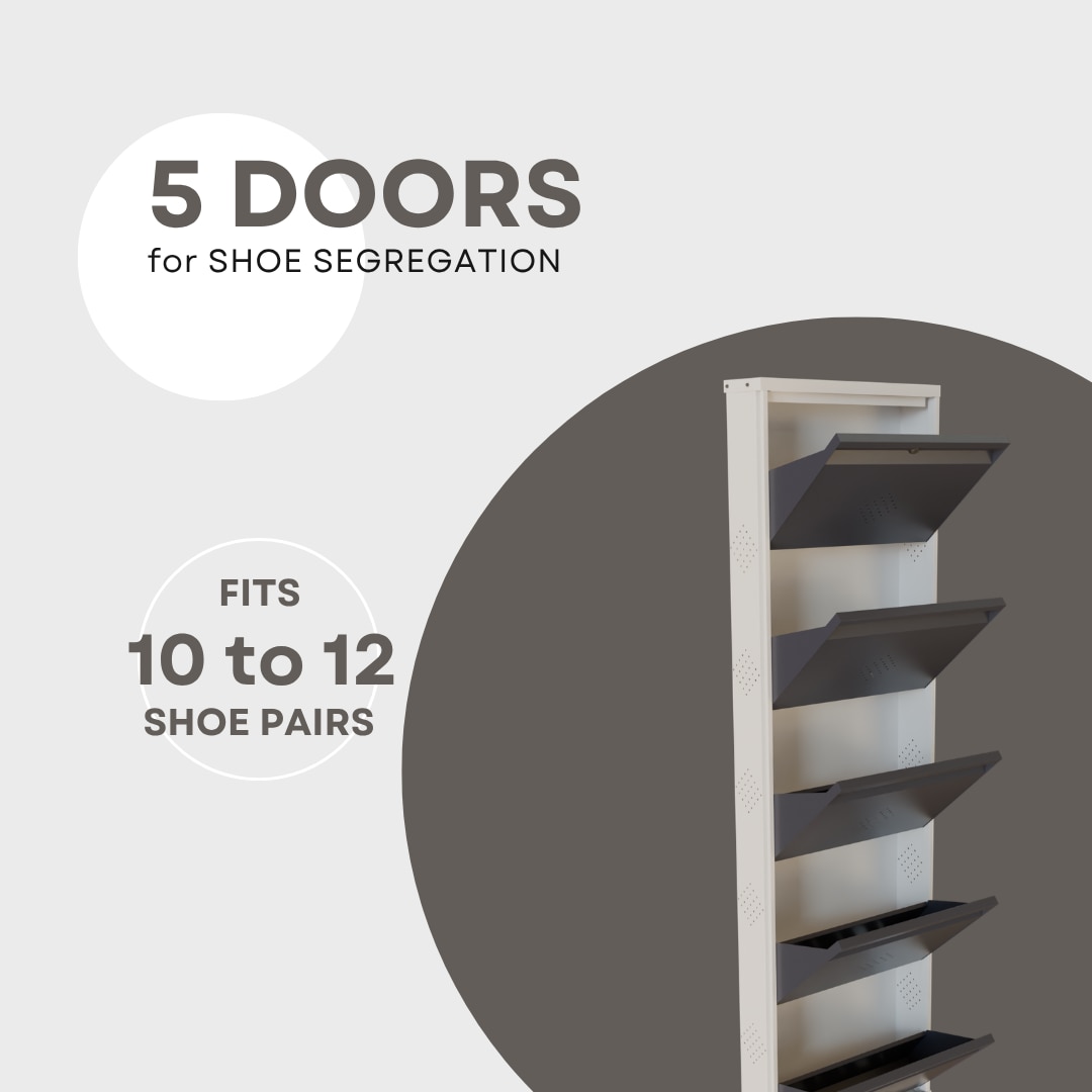 5 Tier Metal Shoe Rack (Grey) image 7