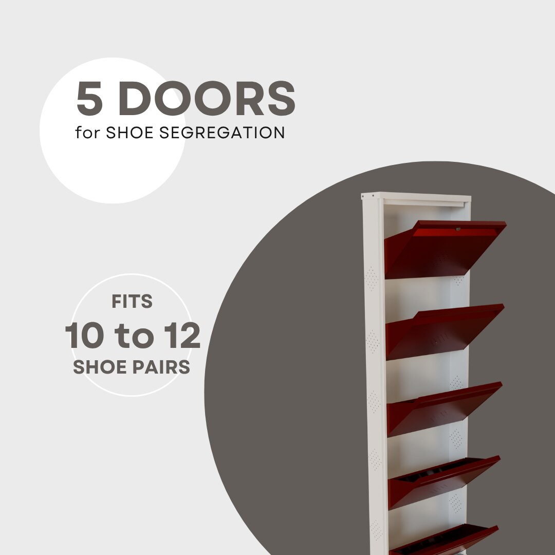 5 Tier Metal Shoe Rack (Maroon) image 3