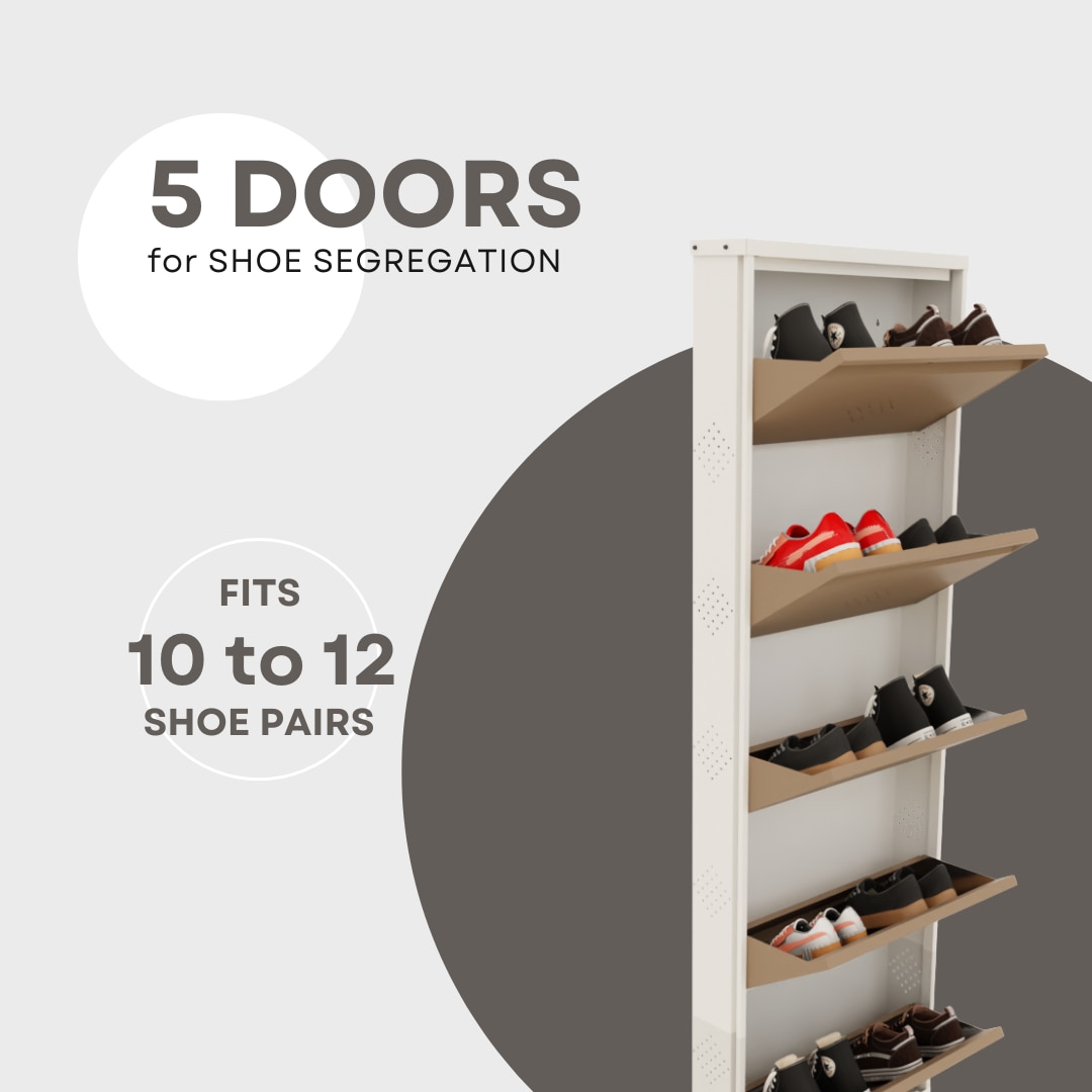 5 Tier Metal Shoe Rack (Biscuit) image 7