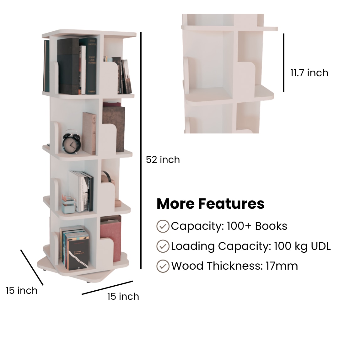 Revolving Book Shelf 15 inch -White image 4
