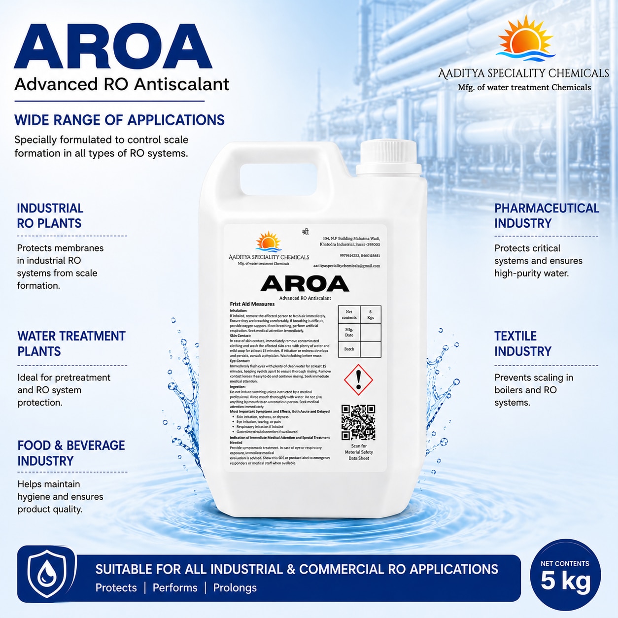 AROA RO Antiscalant 5 kg – Industrial & Commercial RO Membrane Protection image 6