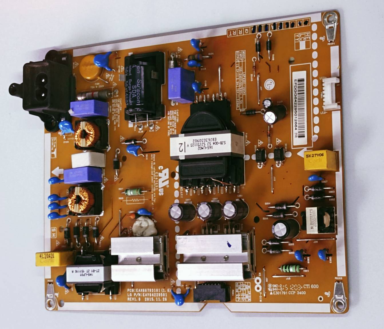 LG LED TV 43LH600T Power Supply Board, LG LED TV 43LH600T Smps Board, LG LED TV 43LH600T Power Supply PCB Board, #wb47 image 5