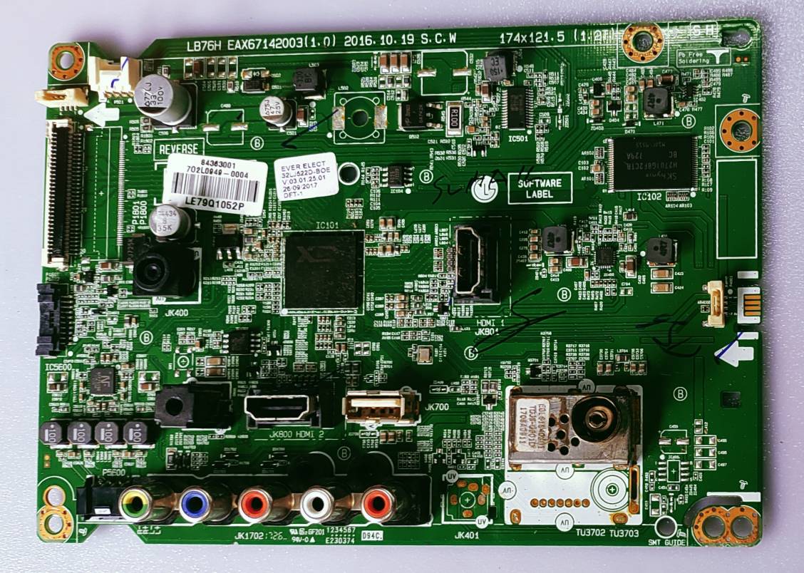 LG Android Led Tv 32LJ522D Mother Board, LG Android Led Tv 32LJ522D Main Board, LG Android Led Tv 32LJ522D Main PCB Board, image 2