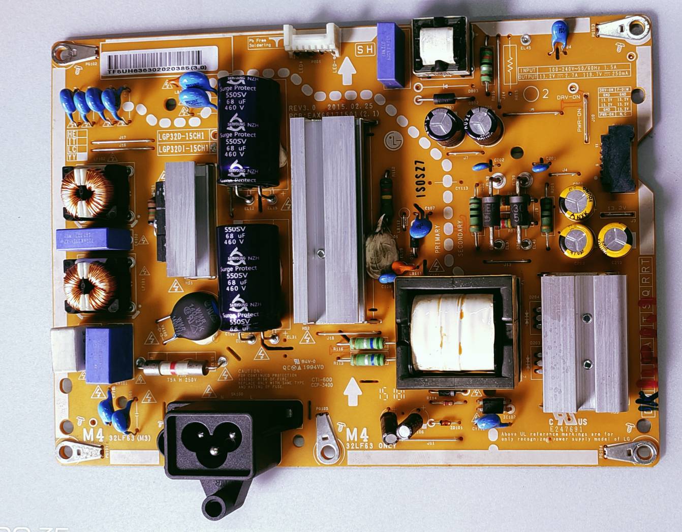 LG LED TV 49LF5900 Power Supply Board,LG LED TV 49LF5900 Smps Board,  LG LED TV 49LF5900 Power Supply PCB Board, #wb48 image 2