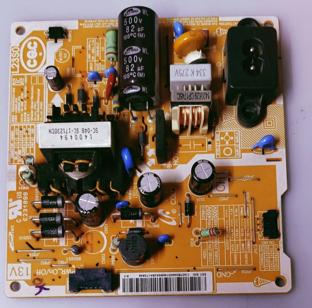 SAMSUNG LED TV UA24J4100 Power Supply Board, SAMSUNG LED TV UA24J4100 Smps Board, SAMSUNG LED TV UA24J4100 Power Supply PCB Board, #wb54 image 4