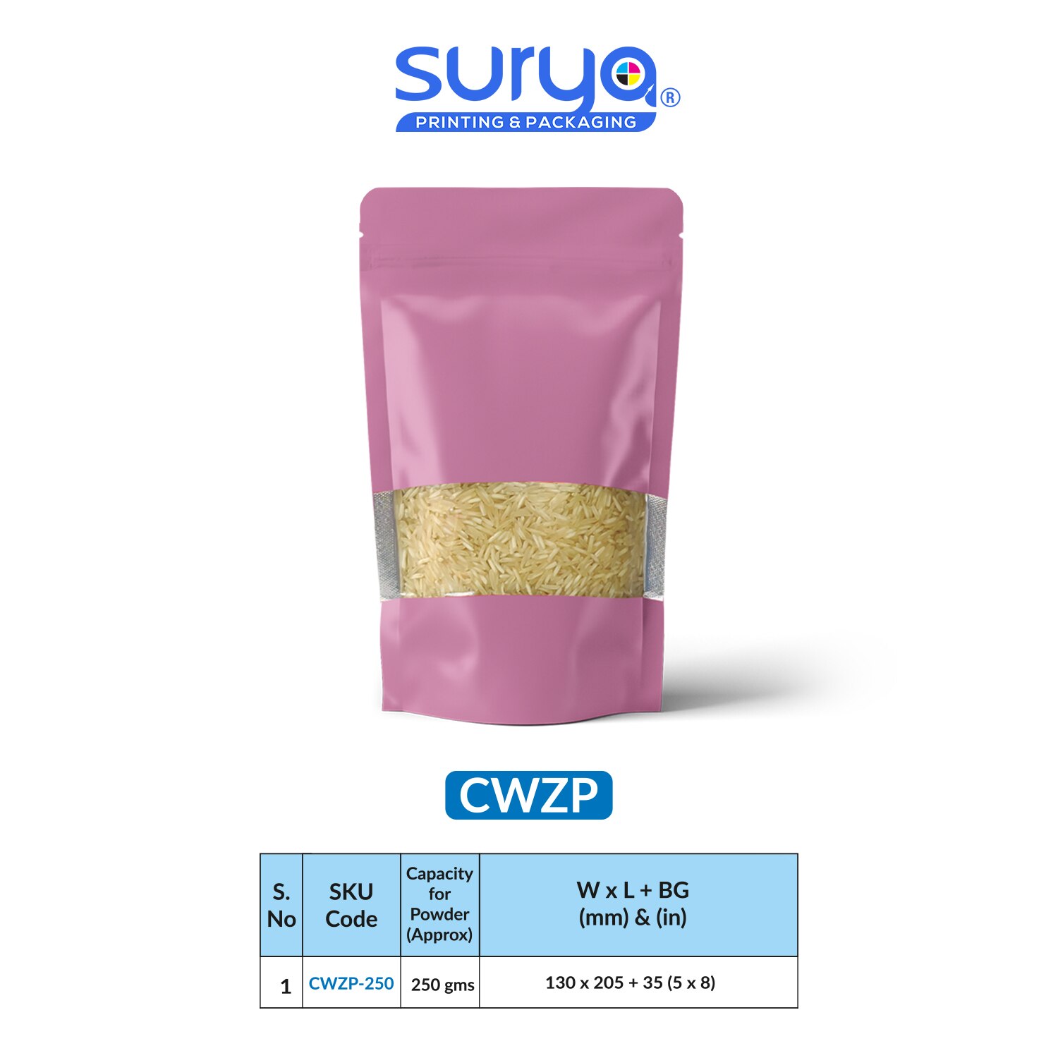 Pink Color Matte Finish transparent window Ziplock Inner Foil Stand-Up Pouch image 4