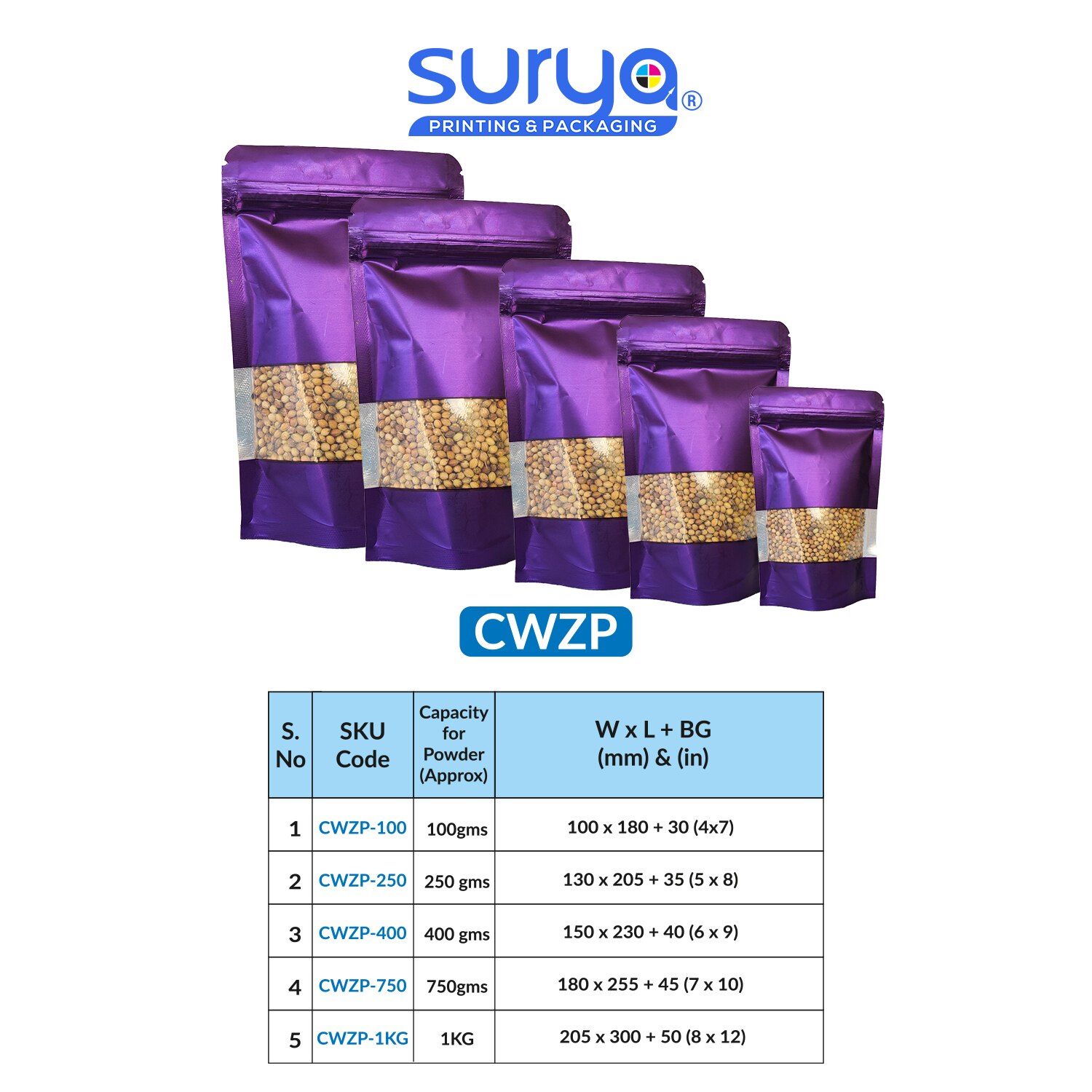 Purple Color Matte Finish transparent window Ziplock Inner Foil Stand-Up Pouch image 4