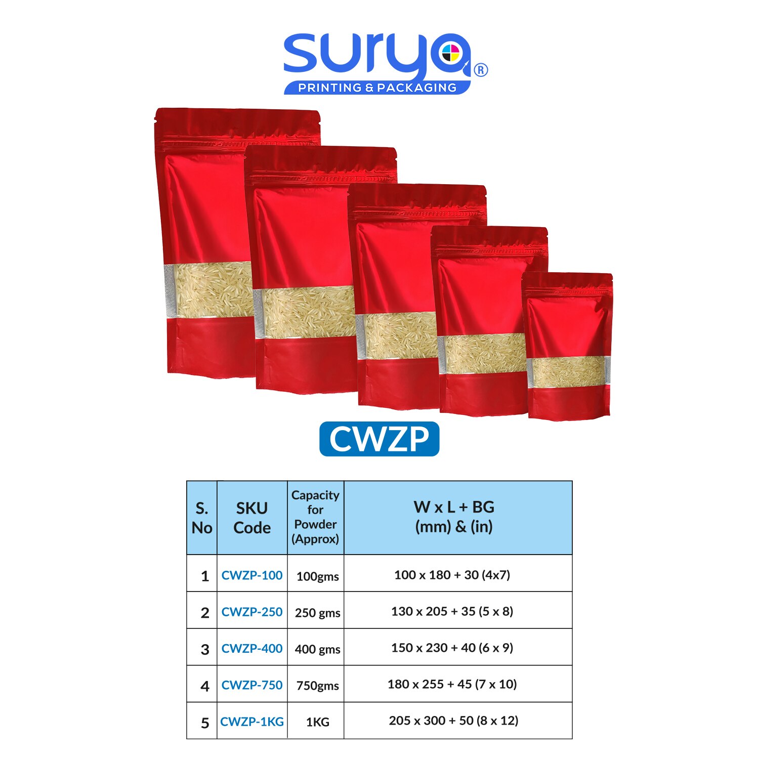 Red Color Matte Finish transparent window Ziplock Inner Foil Stand-Up Pouch image 4