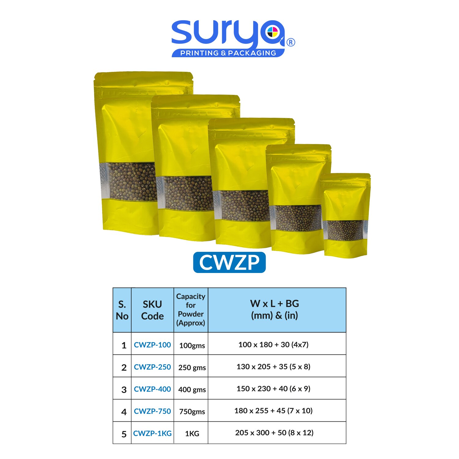 Yellow Color Matte Finish transparent window Ziplock Inner Foil Stand-Up Pouch image 4