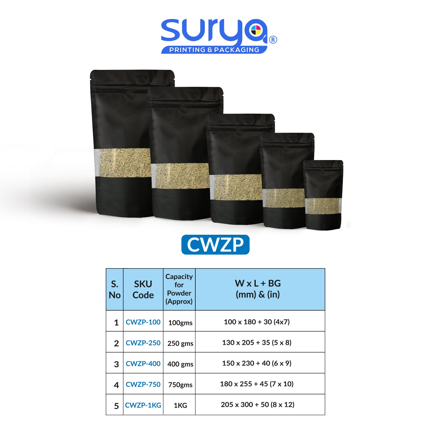 Black Color Matte Finish transparent window Ziplock Inner Foil Stand-Up Pouch image 4