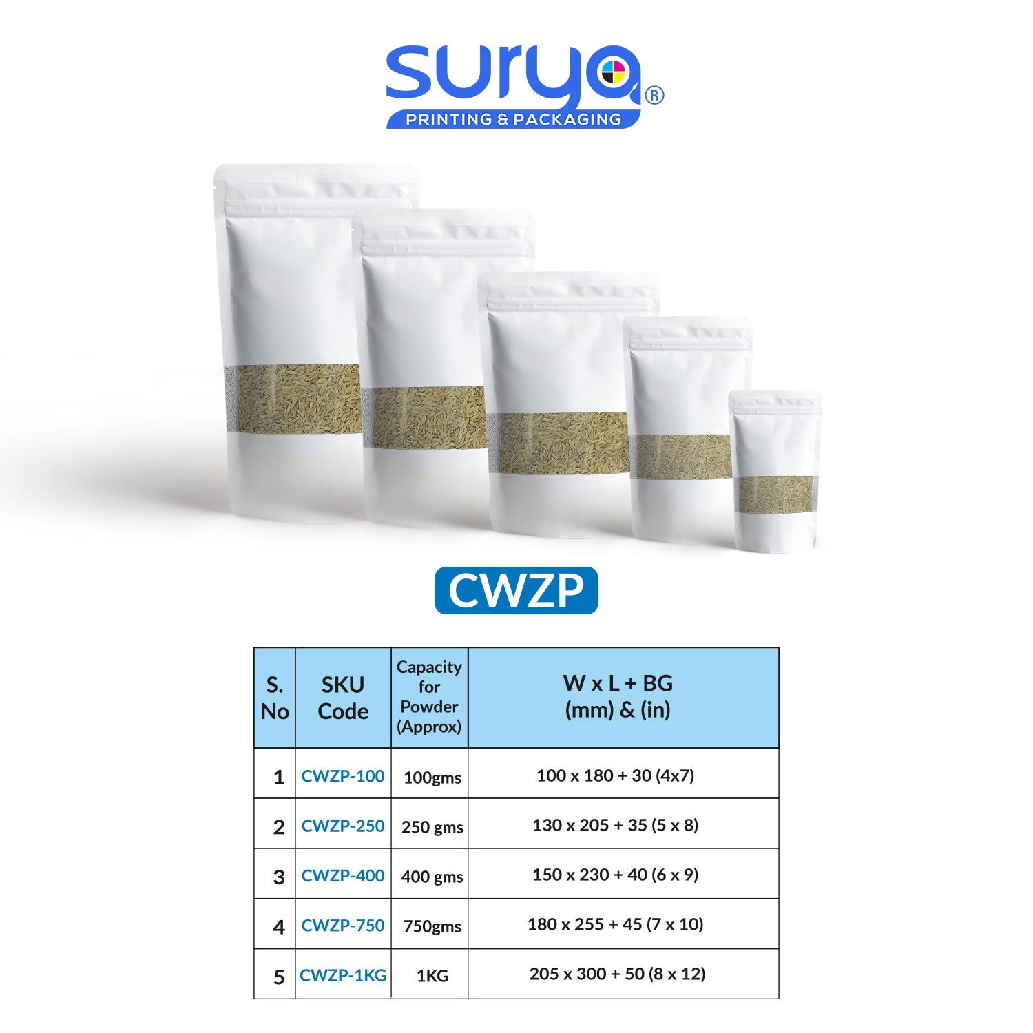 White Color Matte Finish transparent window Ziplock Inner Foil Stand-Up Pouch image 4