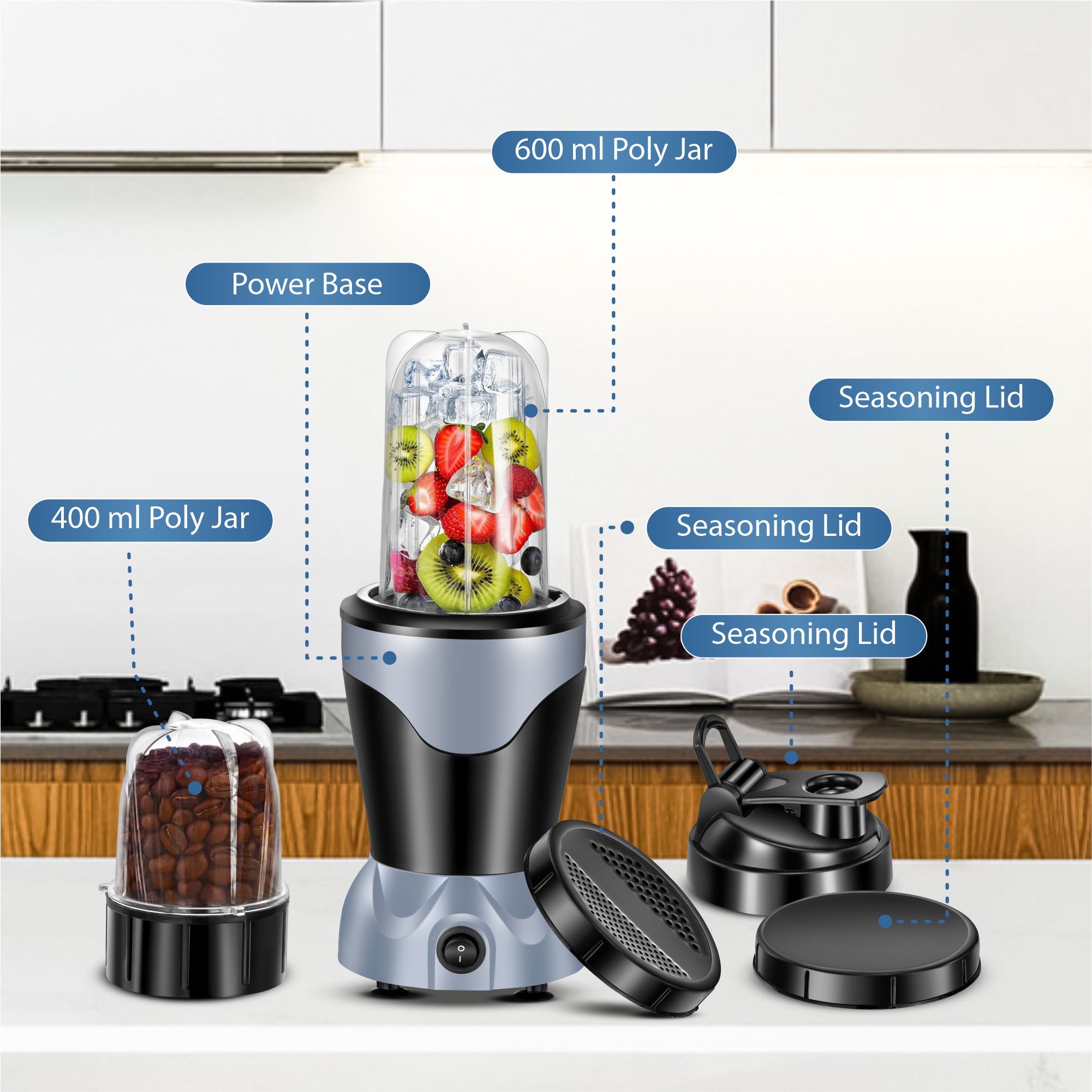 BOOSTER Powerful 400 W Juicer Mixer Grinder (Nutri_Pro | 2 Jars | Black, Grey) image 4