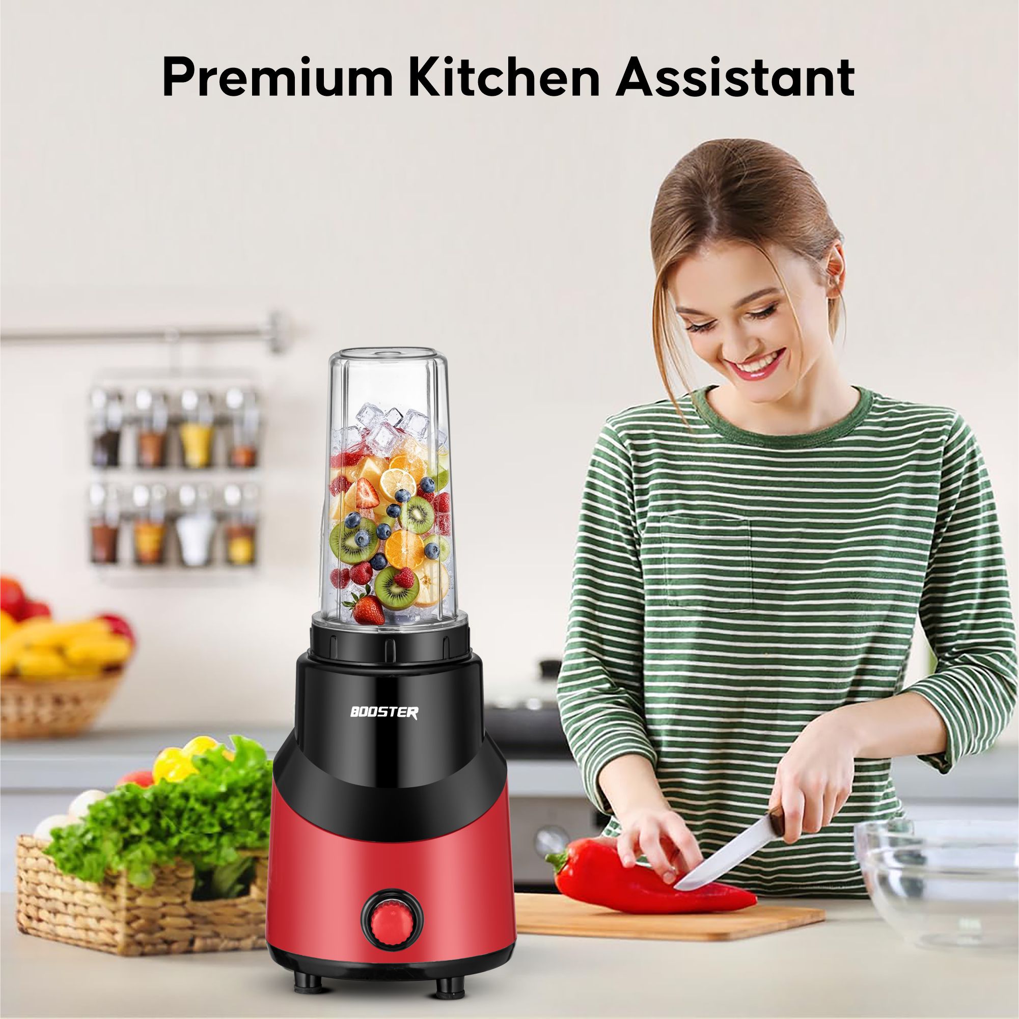BOOSTER Powerful 550 W Juicer Mixer Grinder (Nutri_Pro | 2 Jars | Red) image 7