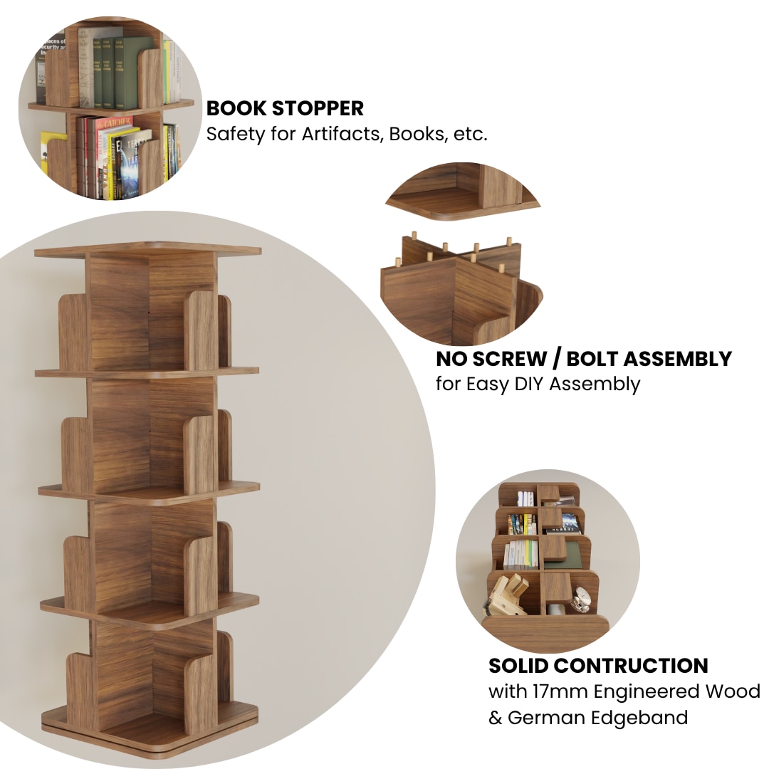 Revolving Book Shelf 15 Inch (Walnut) image 3