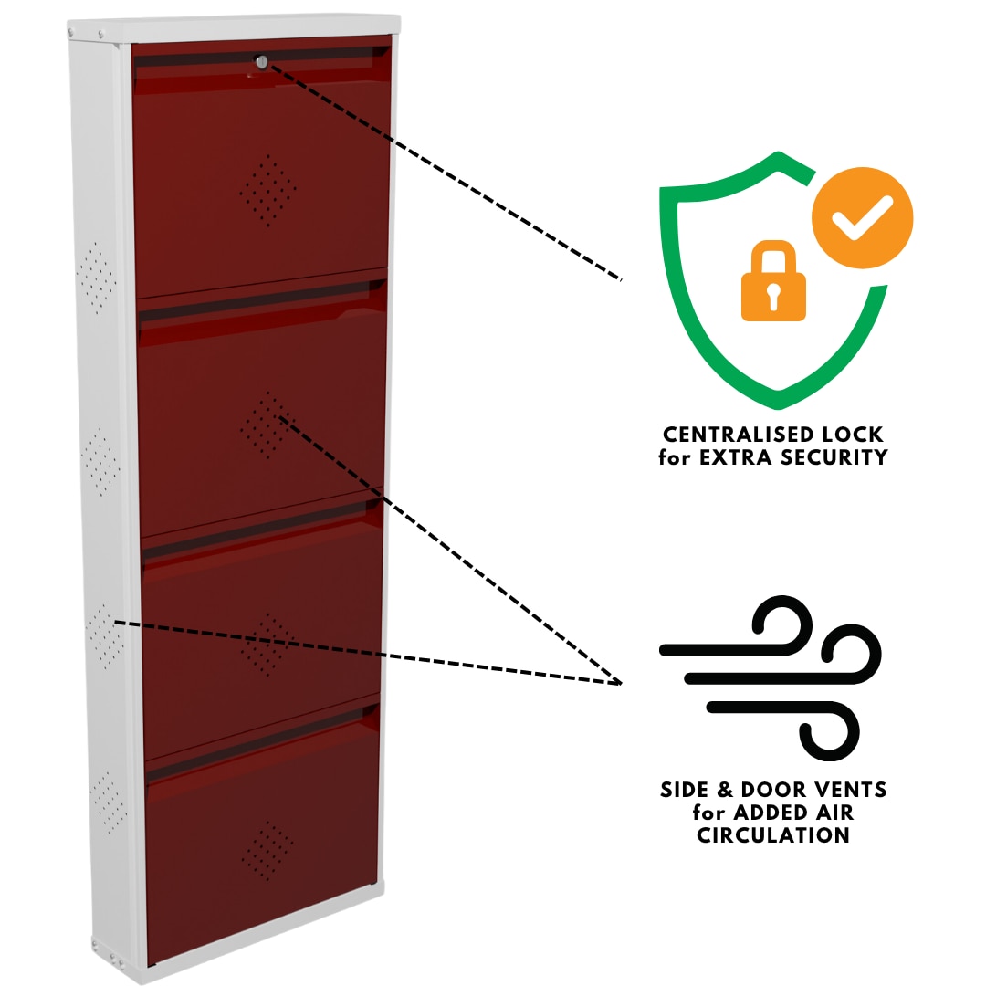 4 Tier Metal Shoe Rack (Maroon) image 7