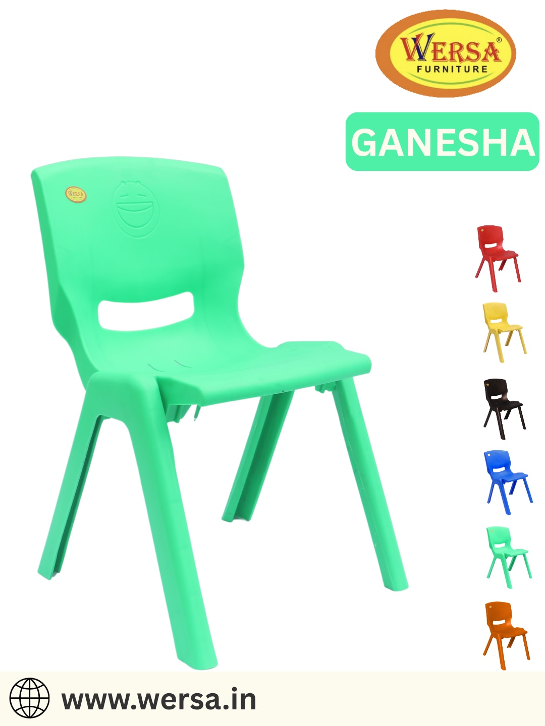 WERSA GANESHA Plastic Chair - Durable & Lightweight School/Study Chair image 2