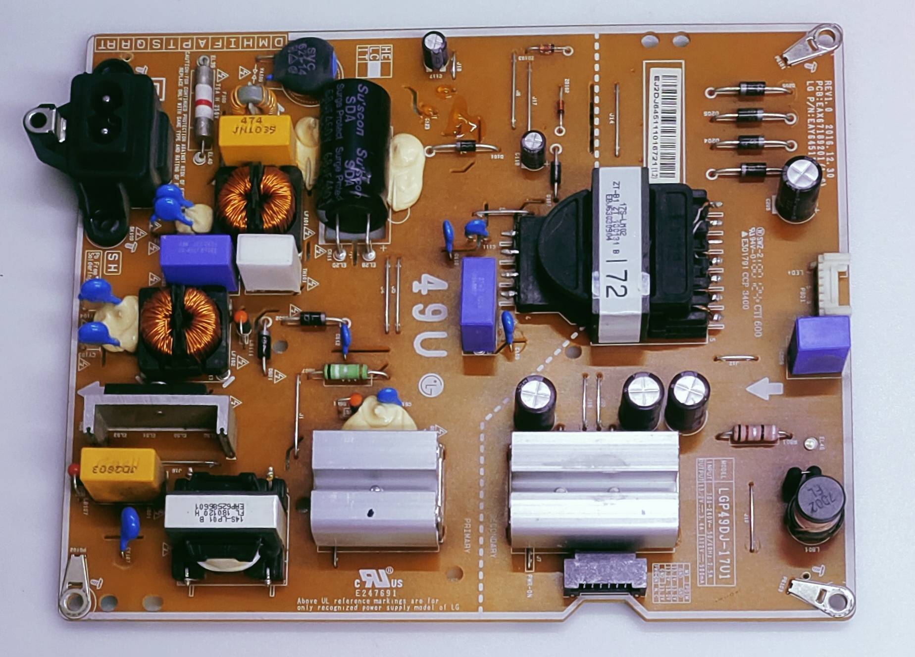 LG 49UJ632-TA LED TV POWER SUPPLY BOARD image 2
