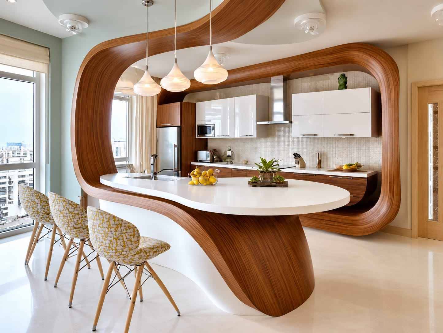 Geometric Wooden Open Shelf Partition Design | OMR image 3