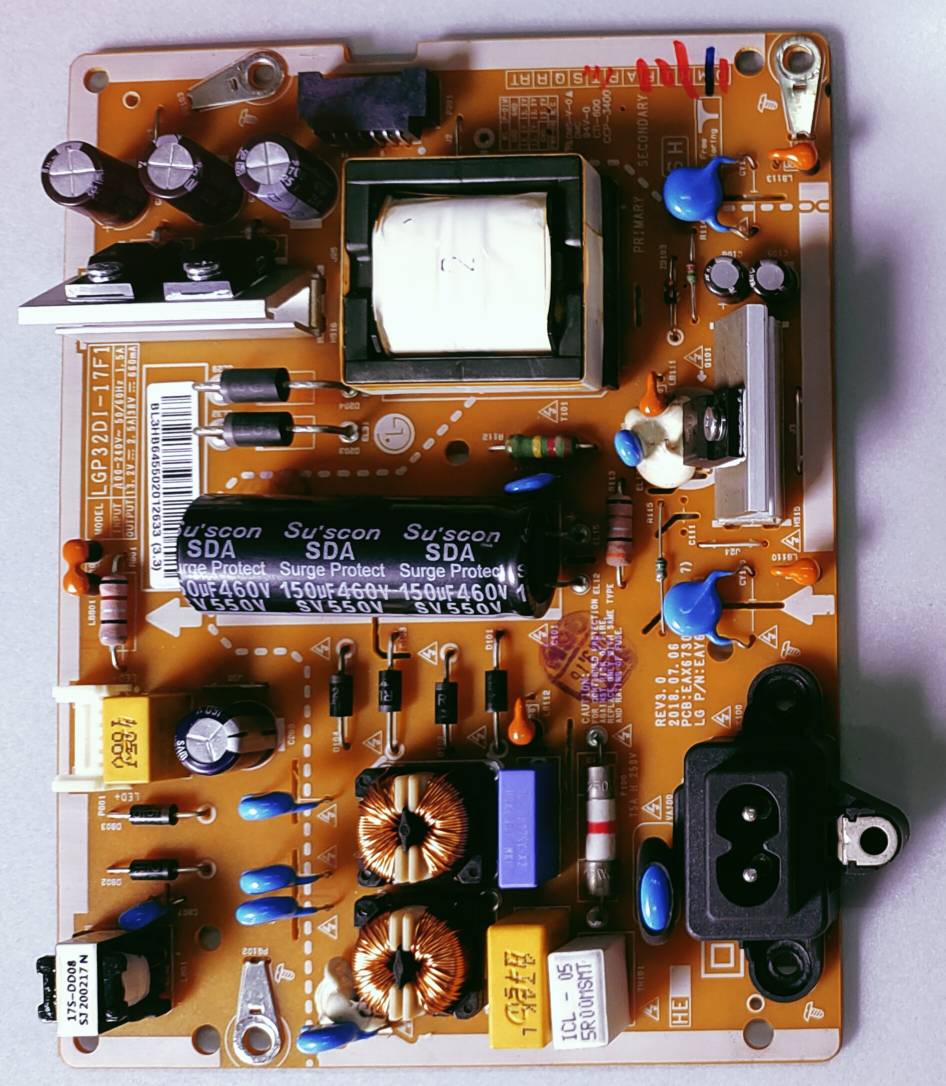 LG LED TV 32LKB28BPTE Power Supply Board, LG LED TV 32LKB28BPTE Smps Board, LG LED TV 32LKB28BPTE Power PCB Supply Board, #wb48 image 4