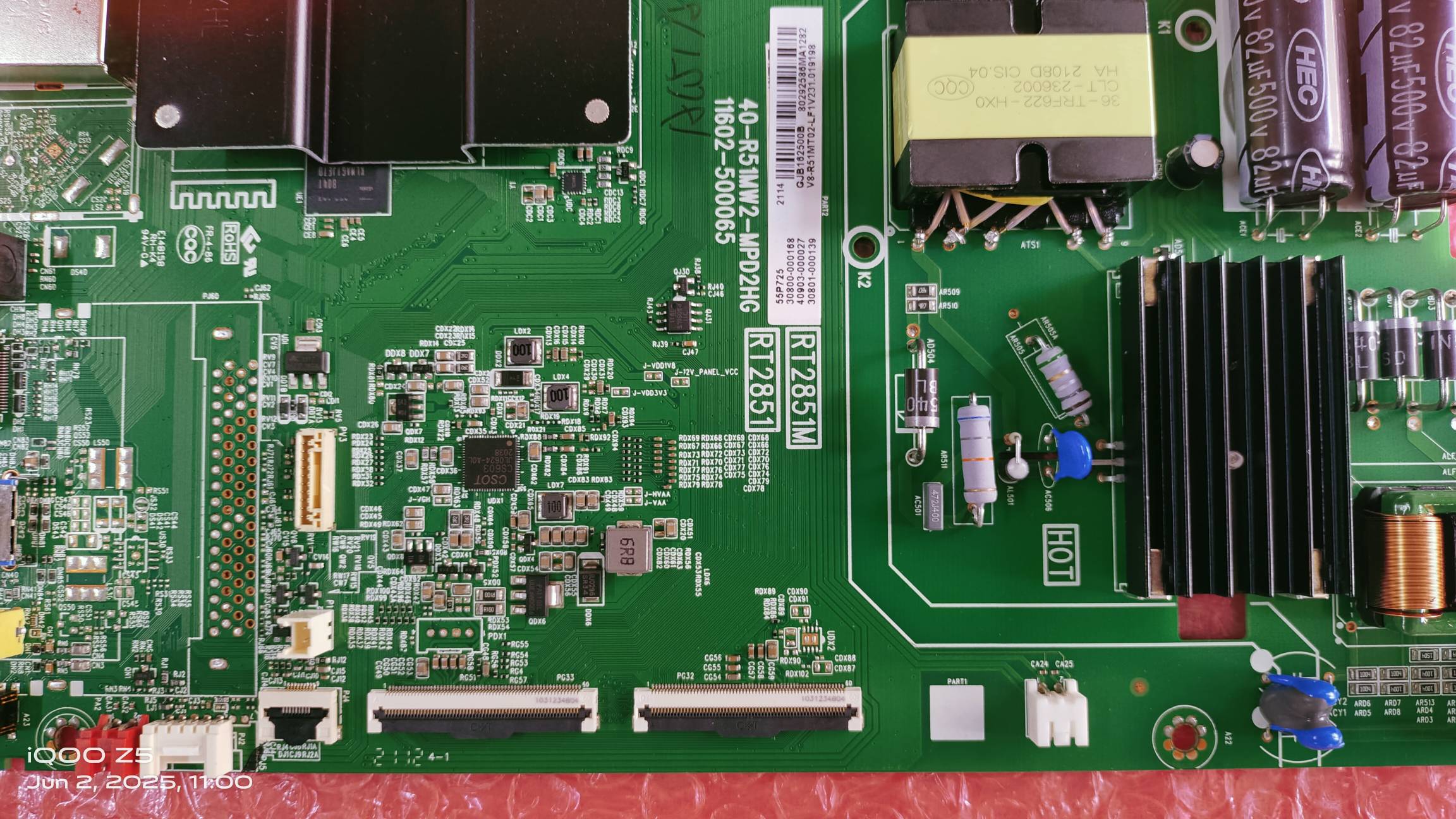 TCL/IFFLCON 4K MAIN BOARD 55P725, RT 2851M, RT 2851, ANDROID MAIN BOARD, MOTHER BOARD, COMBO BOARD, #WB010 image 5