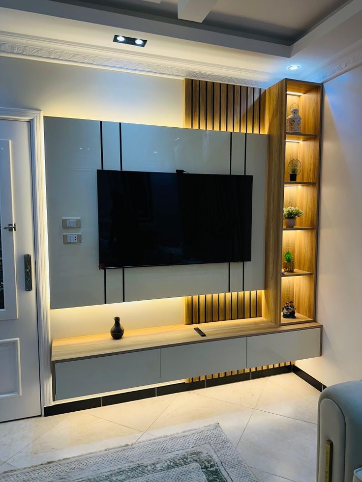 Stylish TV Unit Wall Backdrop in Chennai image 4