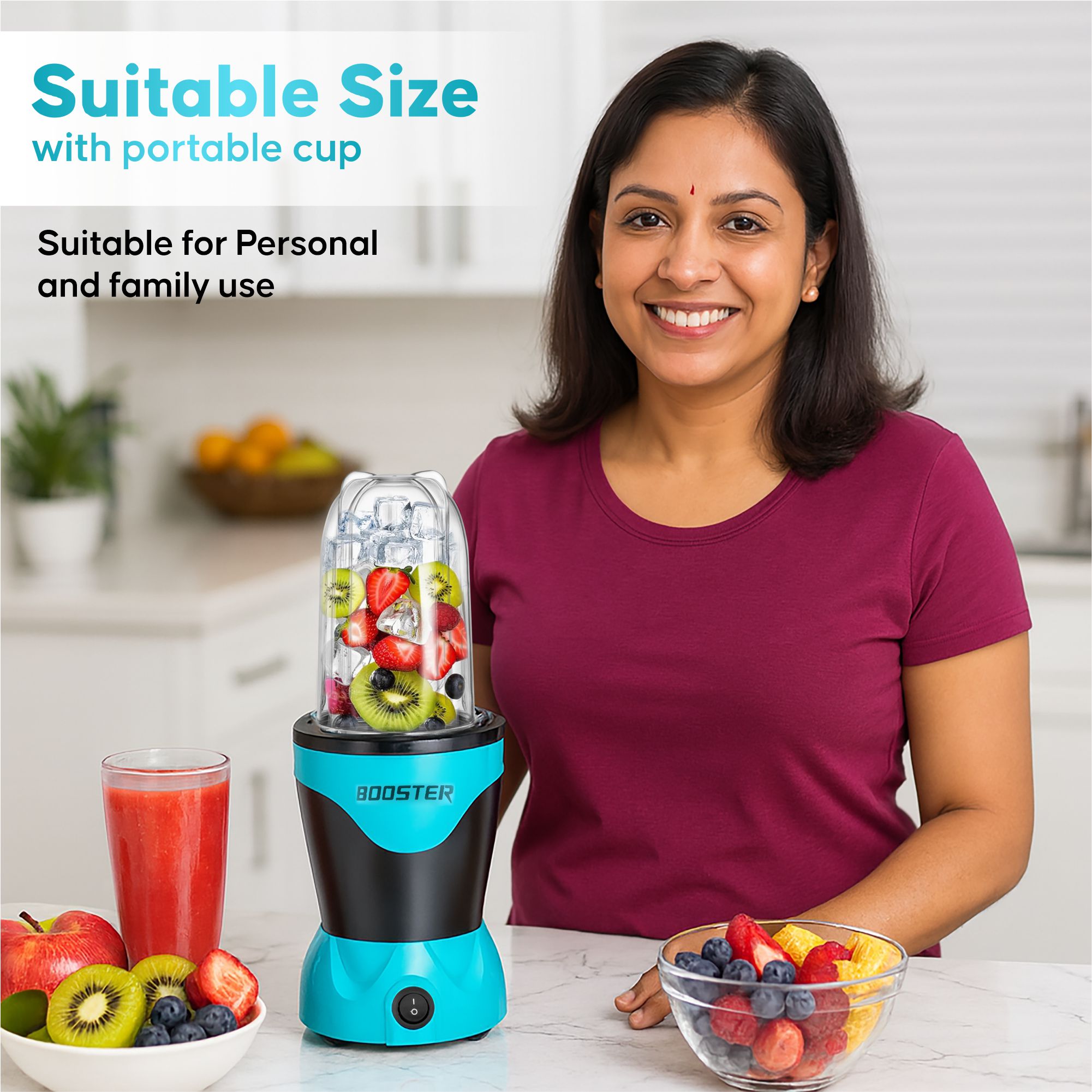 BOOSTER Nutri_Pro 400W Juicer Mixer Grinder, 2 Jars (Black & Blue) image 5