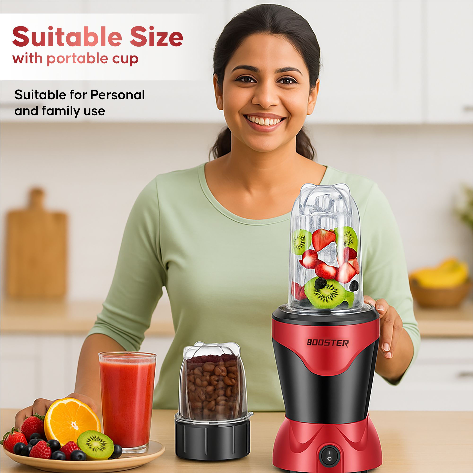 BOOSTER Powerful 400 W Juicer Mixer Grinder 400 W Juicer Mixer Grinder (Nutri_Pro | 2 Jars | Black, Red) image 5