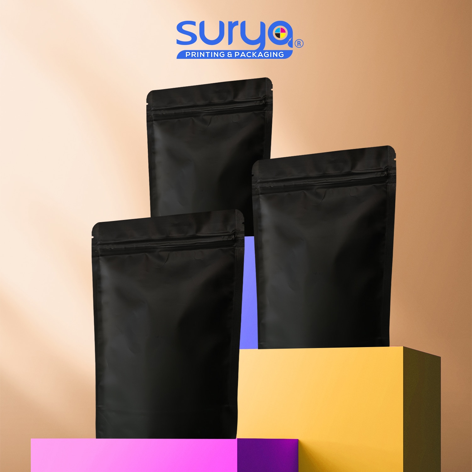 Black Color Matte Finish Ziplock Inner Foil Stand-Up Pouch image 5