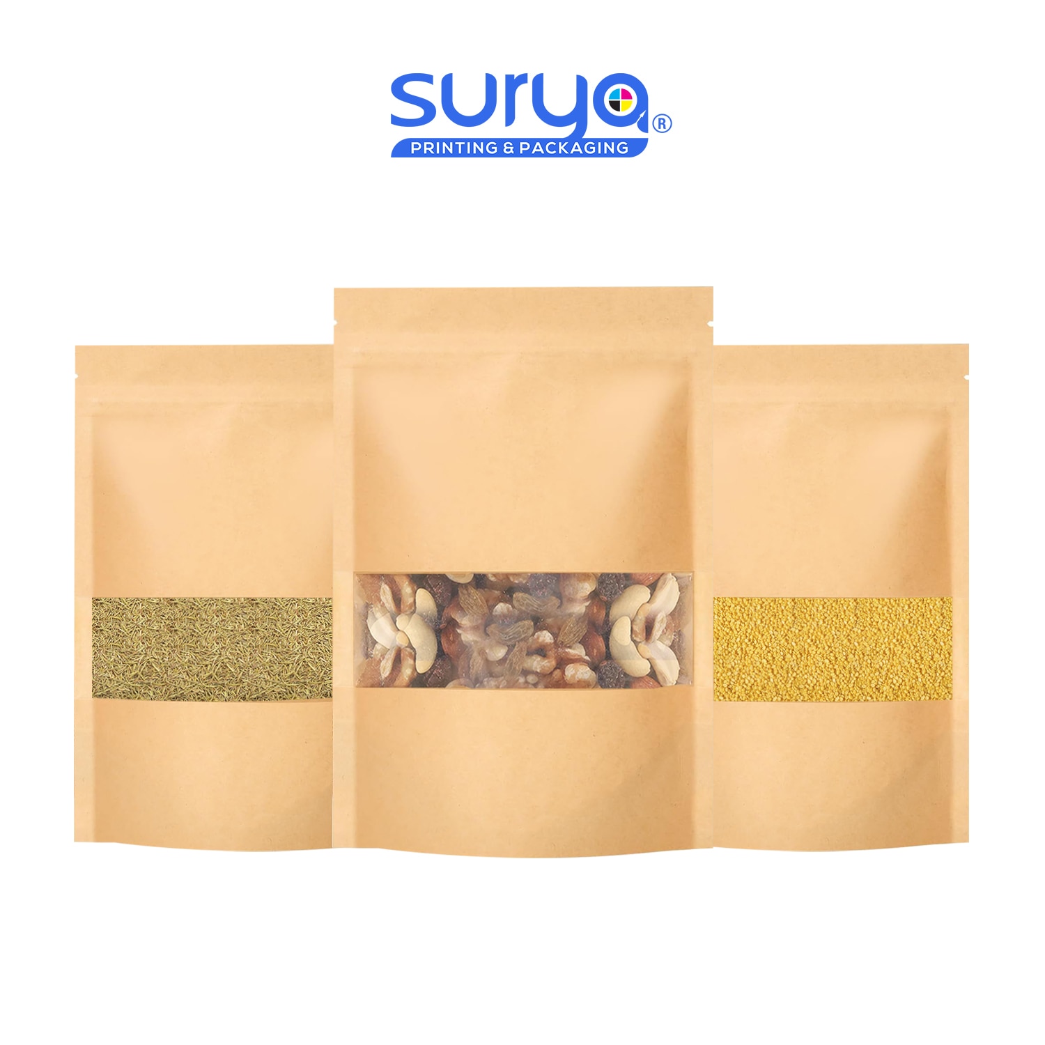 Kraft transparent window Ziplock Inner Foil Stand-Up Pouch image 5
