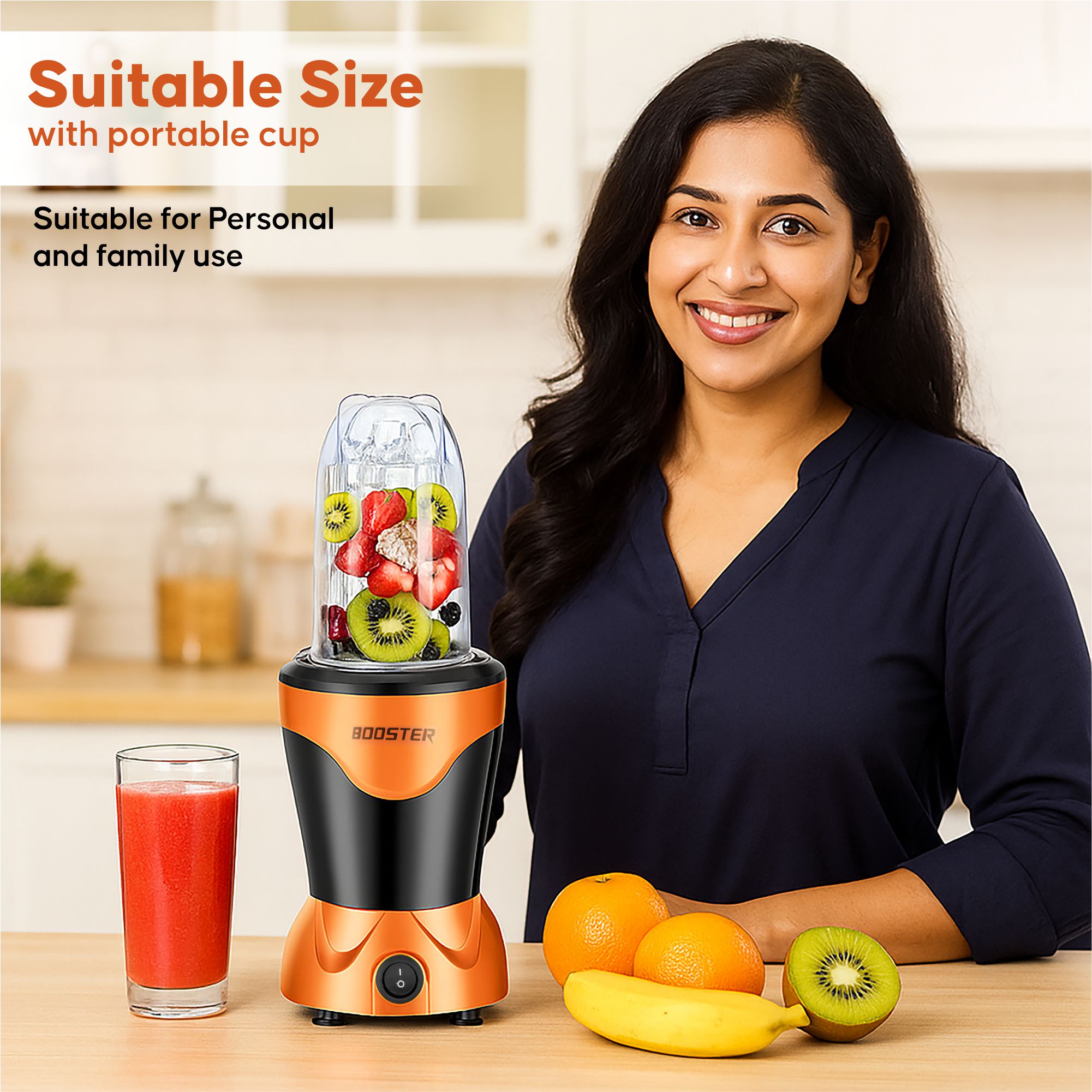 BOOSTER Powerful 400 W Juicer Mixer Grinder (Nutri_Pro | 2 Jars | Black, Orange) image 2