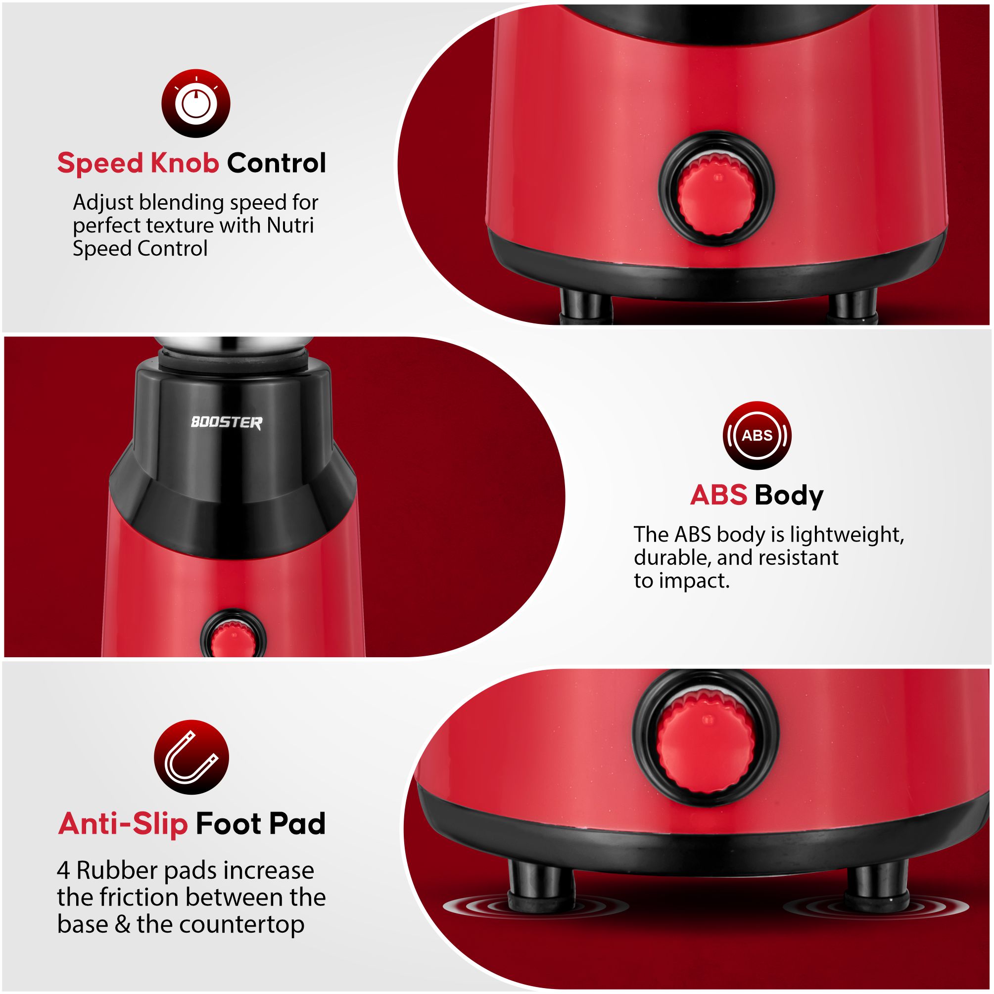 BOOSTER Powerful 550 W Juicer Mixer Grinder (Nutri_Pro | 2 Jars | Red) image 3