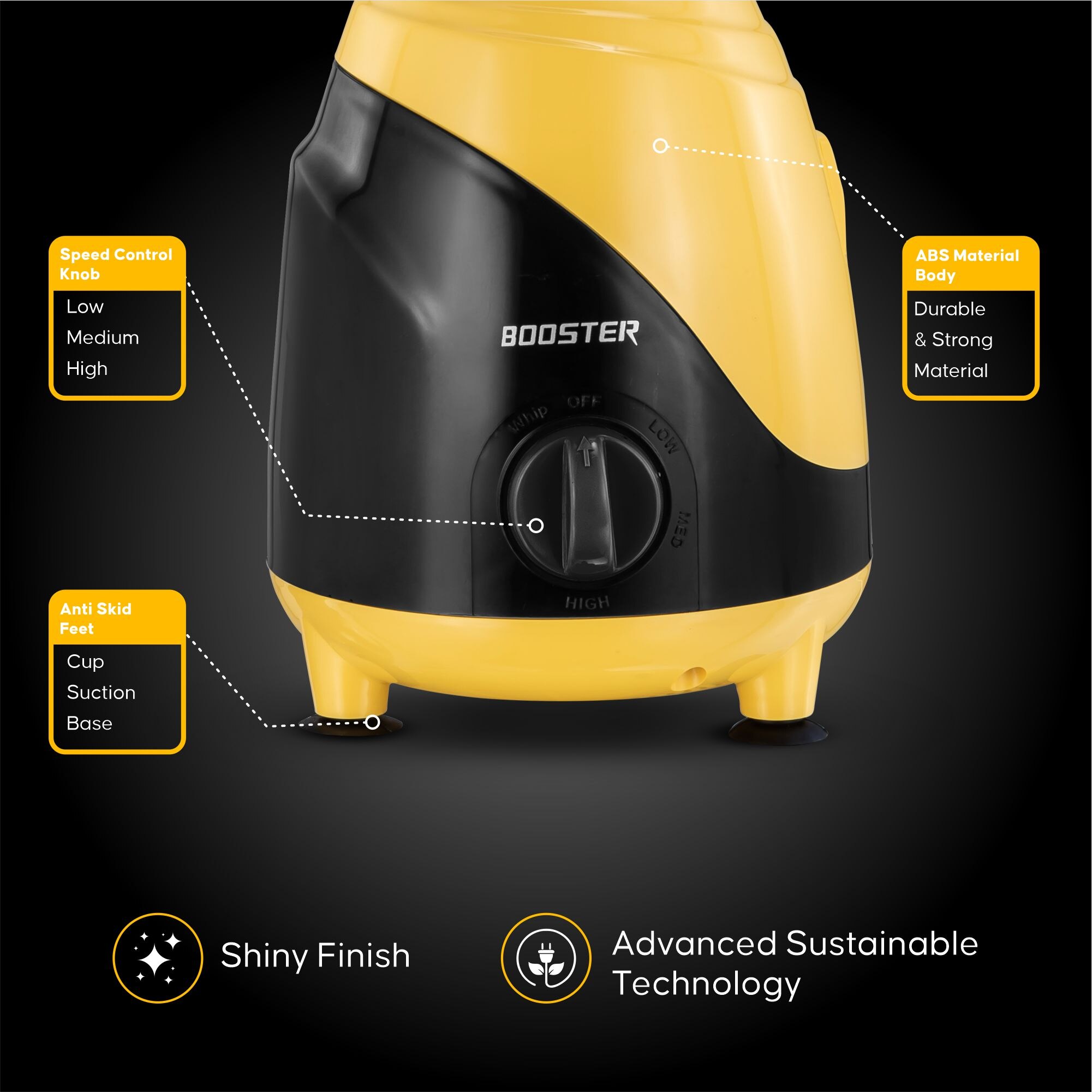 BOOSTER Powerful 750 W Juicer Mixer Grinder (Ciko_Mixer | 3 Jars | Yellow, Black) image 4