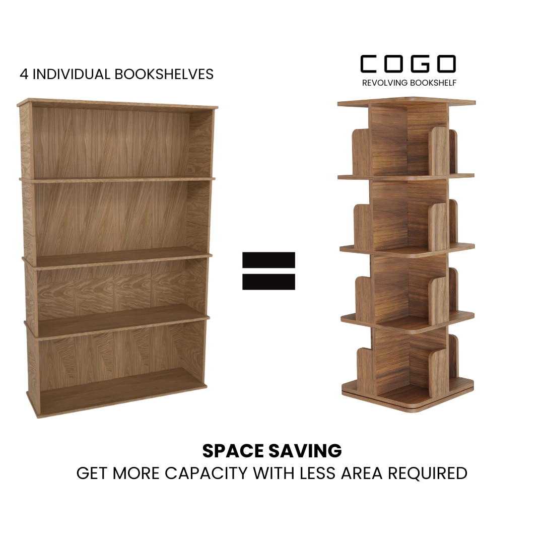 Revolving Book Shelf 15 Inch (Walnut) image 2