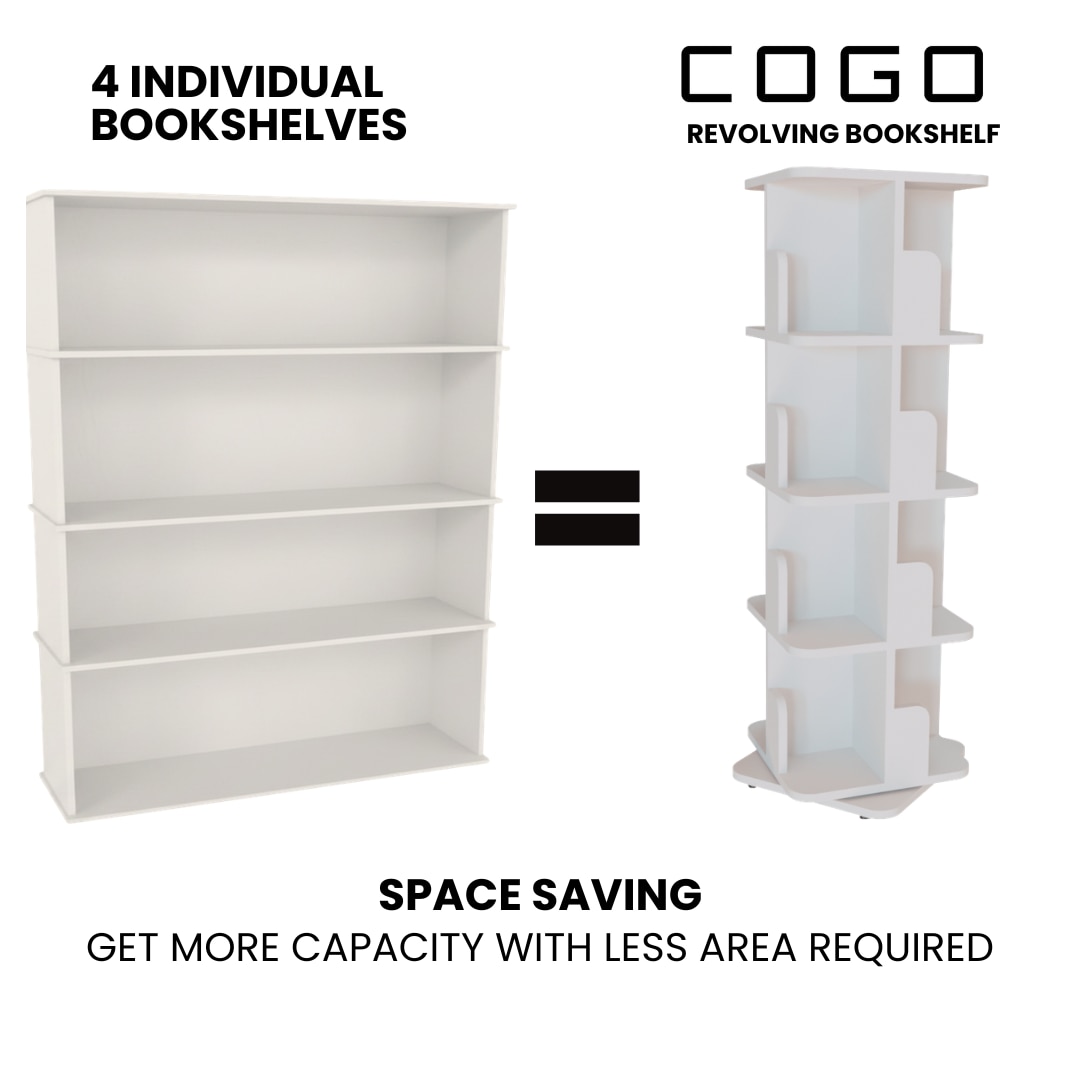 Revolving Book Shelf 15 inch -White image 5