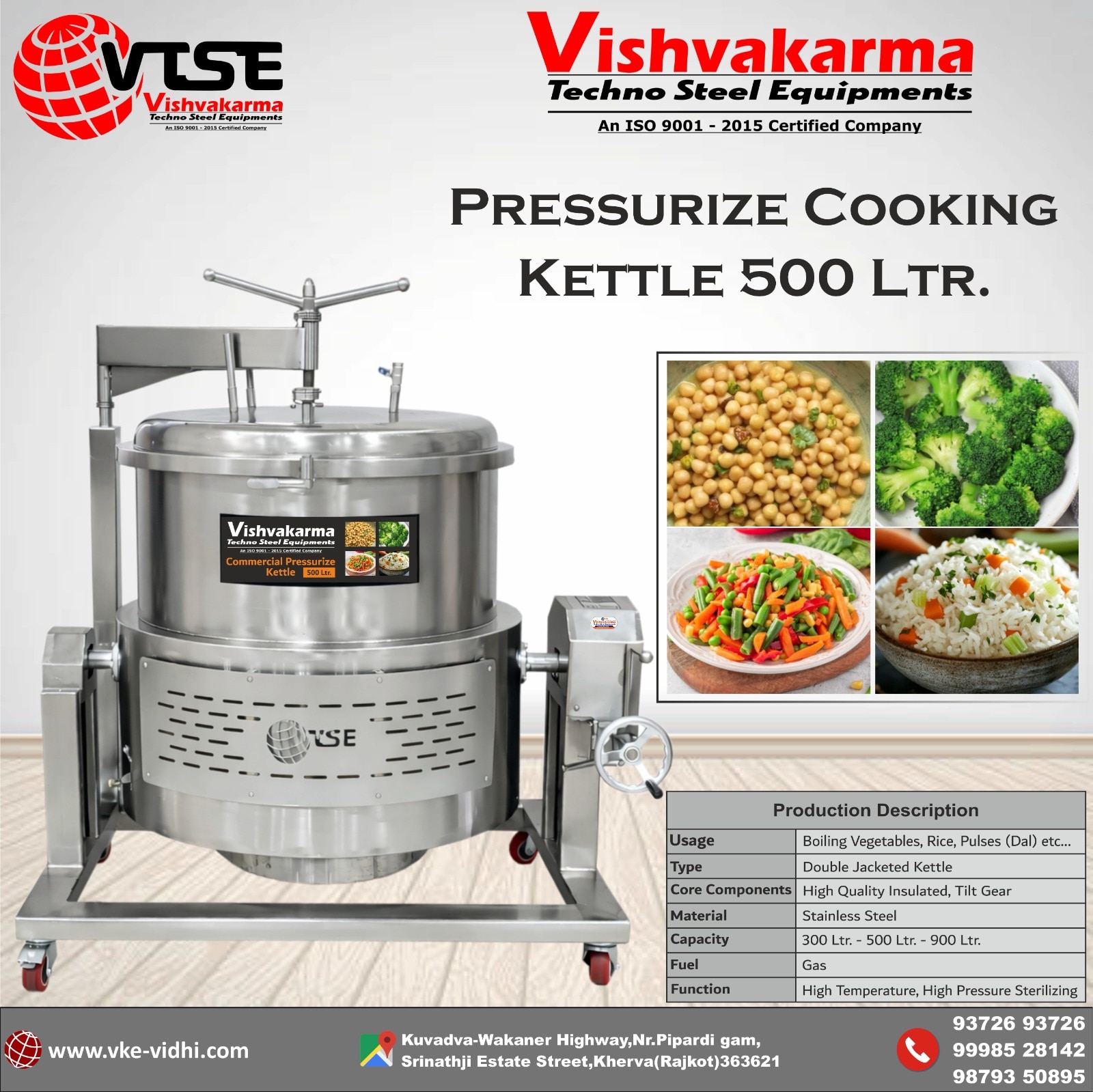 PRESSOURIZE COOKING KETTLE 900 LITER (PRESSORE COOKER) TILTING image 3